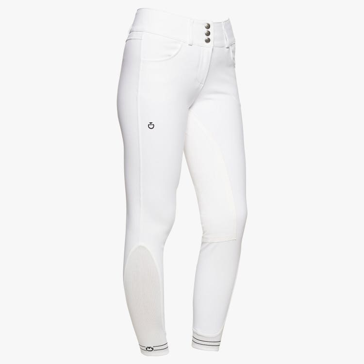 Cavalleria Toscana Women's Full Suede Seat Riding Breeches WHITE-1