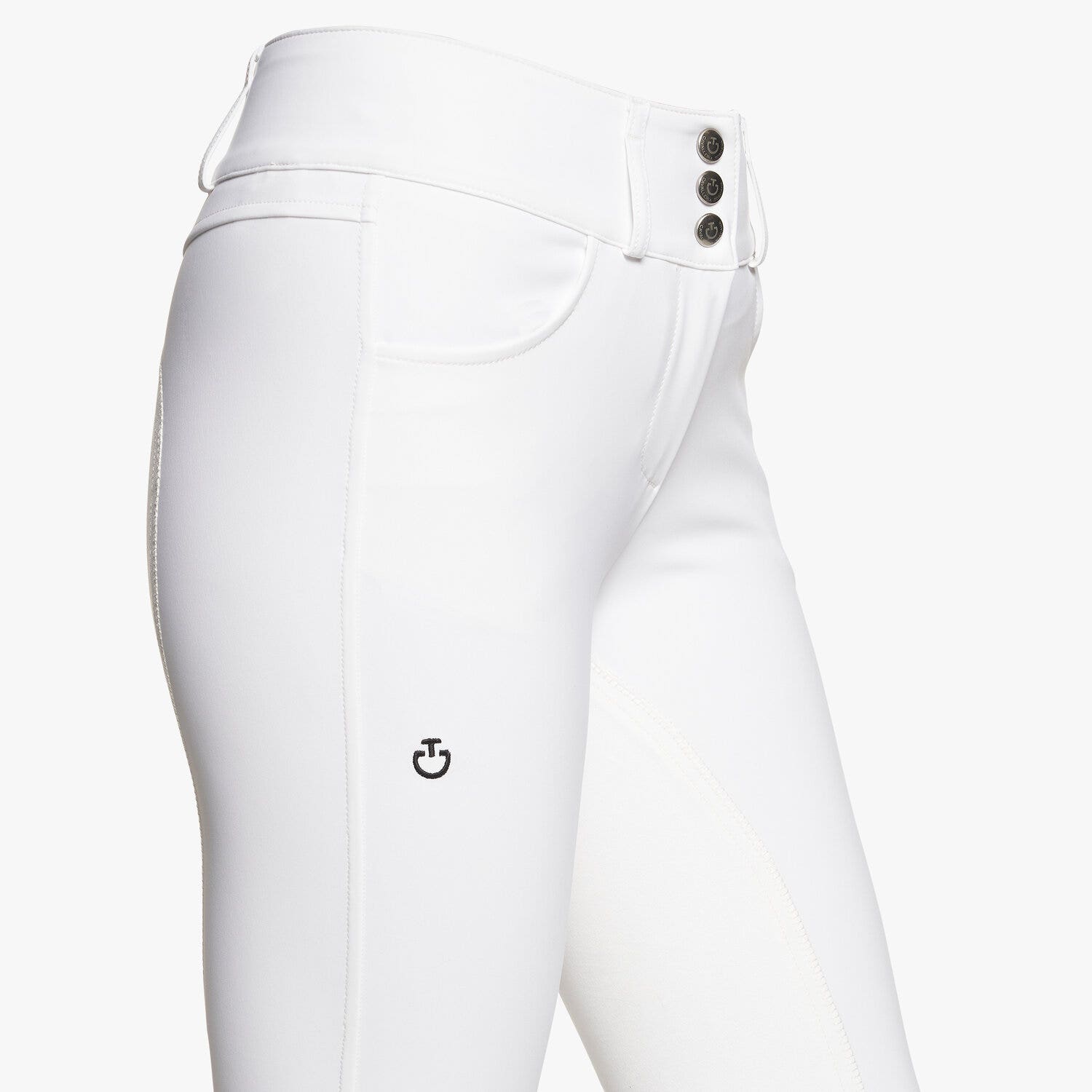 Cavalleria Toscana Women's Full Suede Seat Riding Breeches WHITE-3