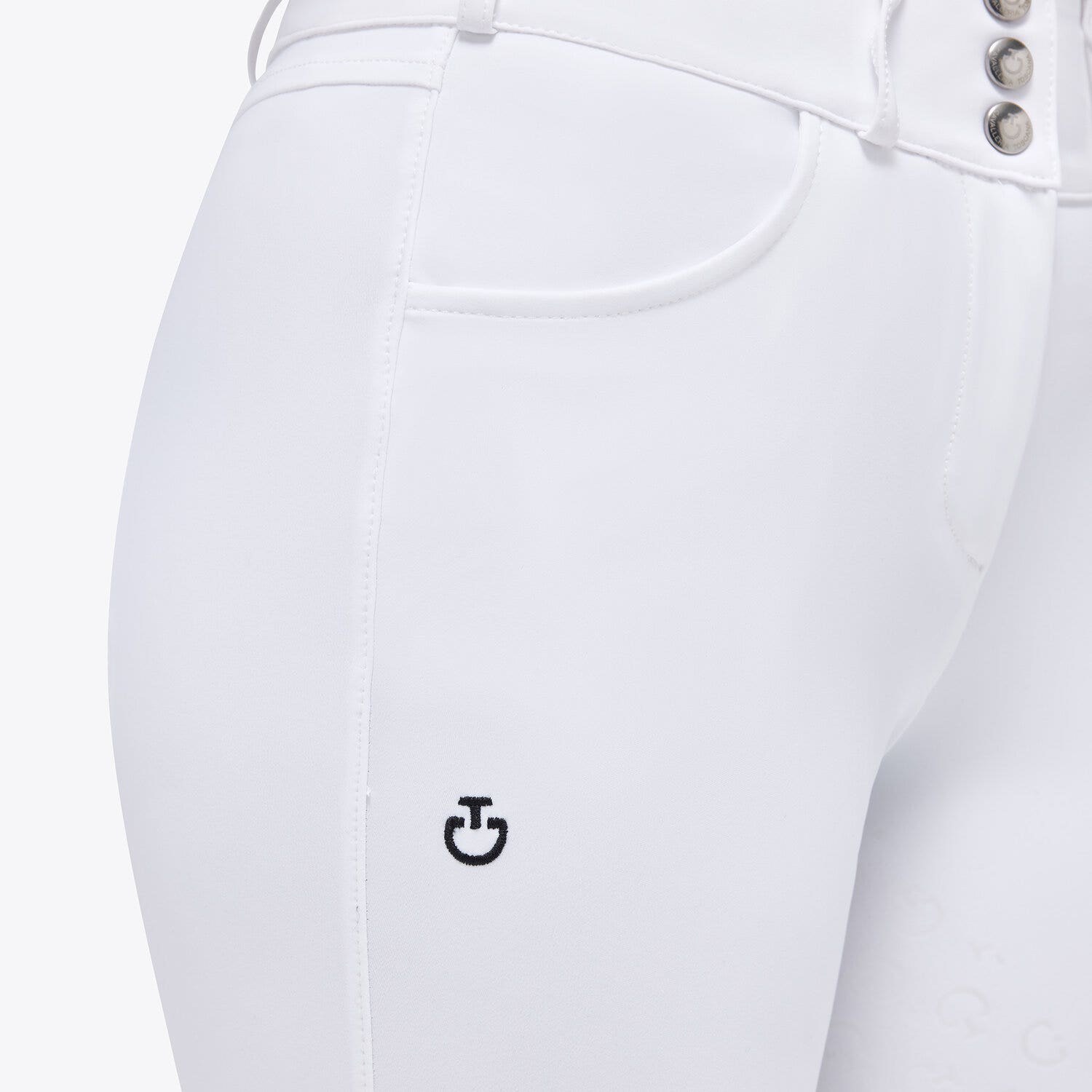 Cavalleria Toscana Women`s high waist dressage breeches WHITE-3