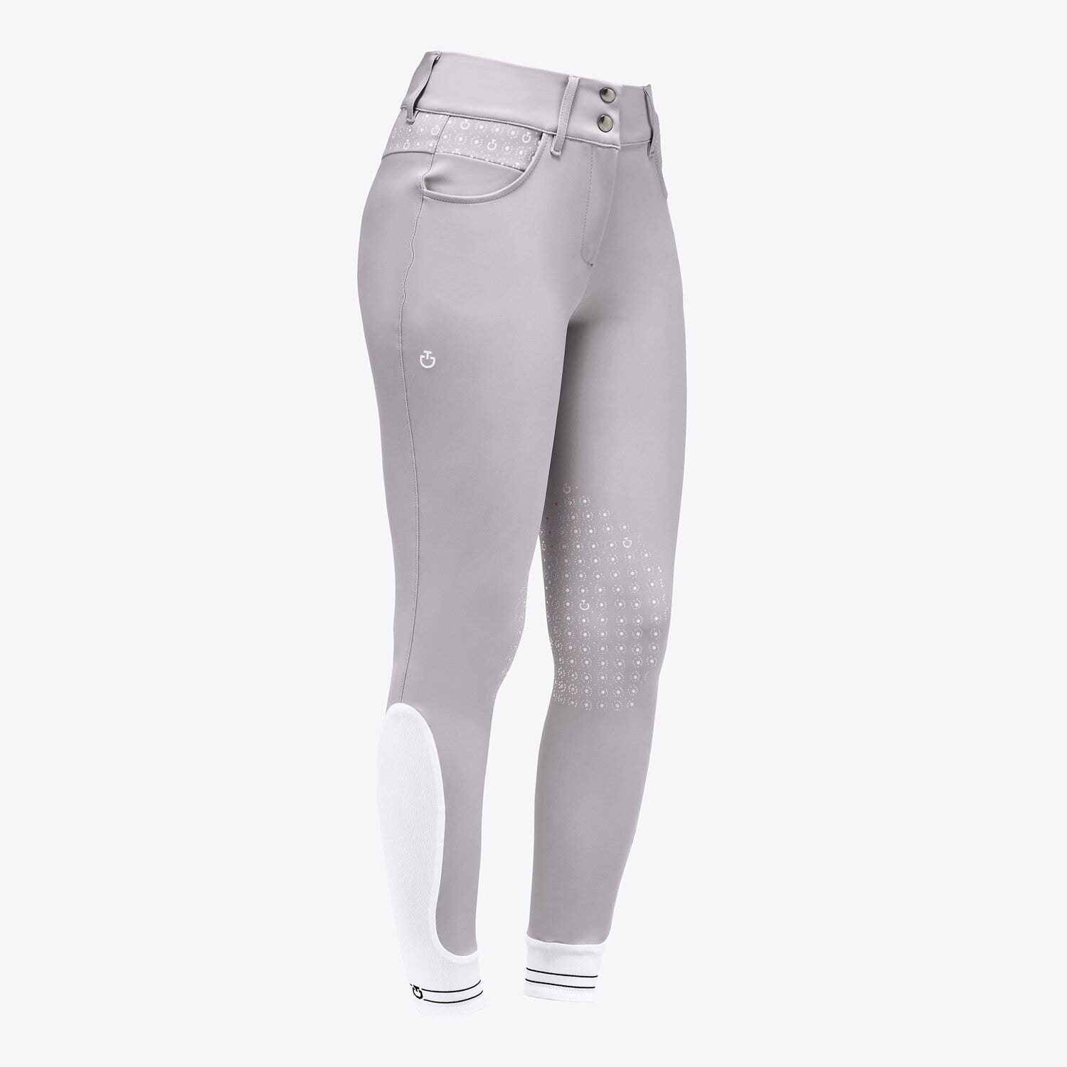 Cavalleria Toscana CT Motif Print Jumping  Riding Breeches LIGHT GREY-1
