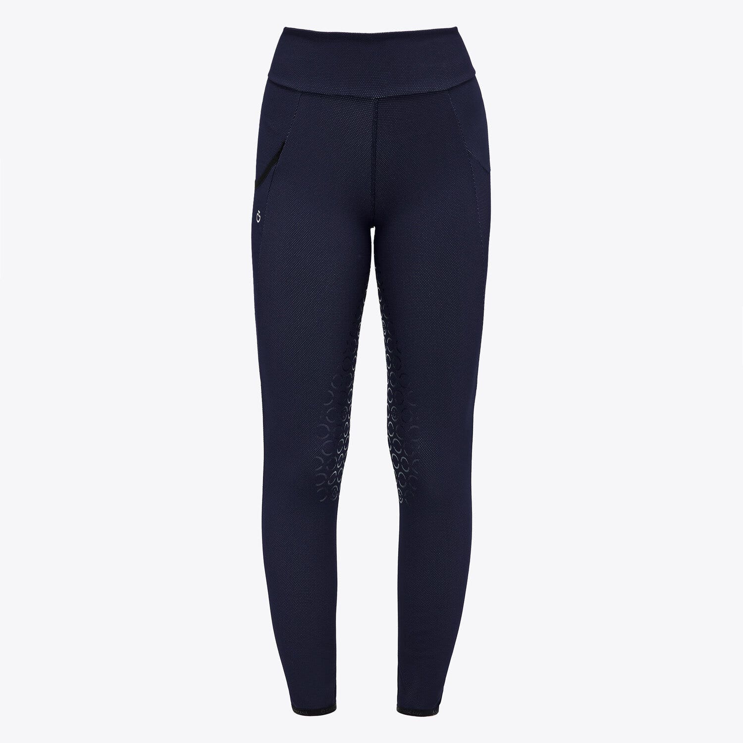 Cavalleria Toscana Bonded Jersey Mesh Side Pocket Full Grip Leggings ROYAL BLUE-1