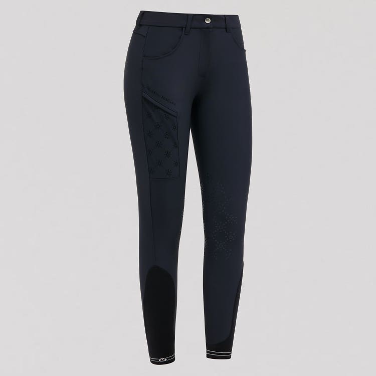 Cavalleria Toscana Pantaloni da donna jumping grip al ginocchio NAVY-1