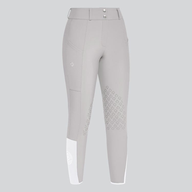Cavalleria Toscana Pantaloni da donna jumping grip al ginocchio LIGHT GREY-1