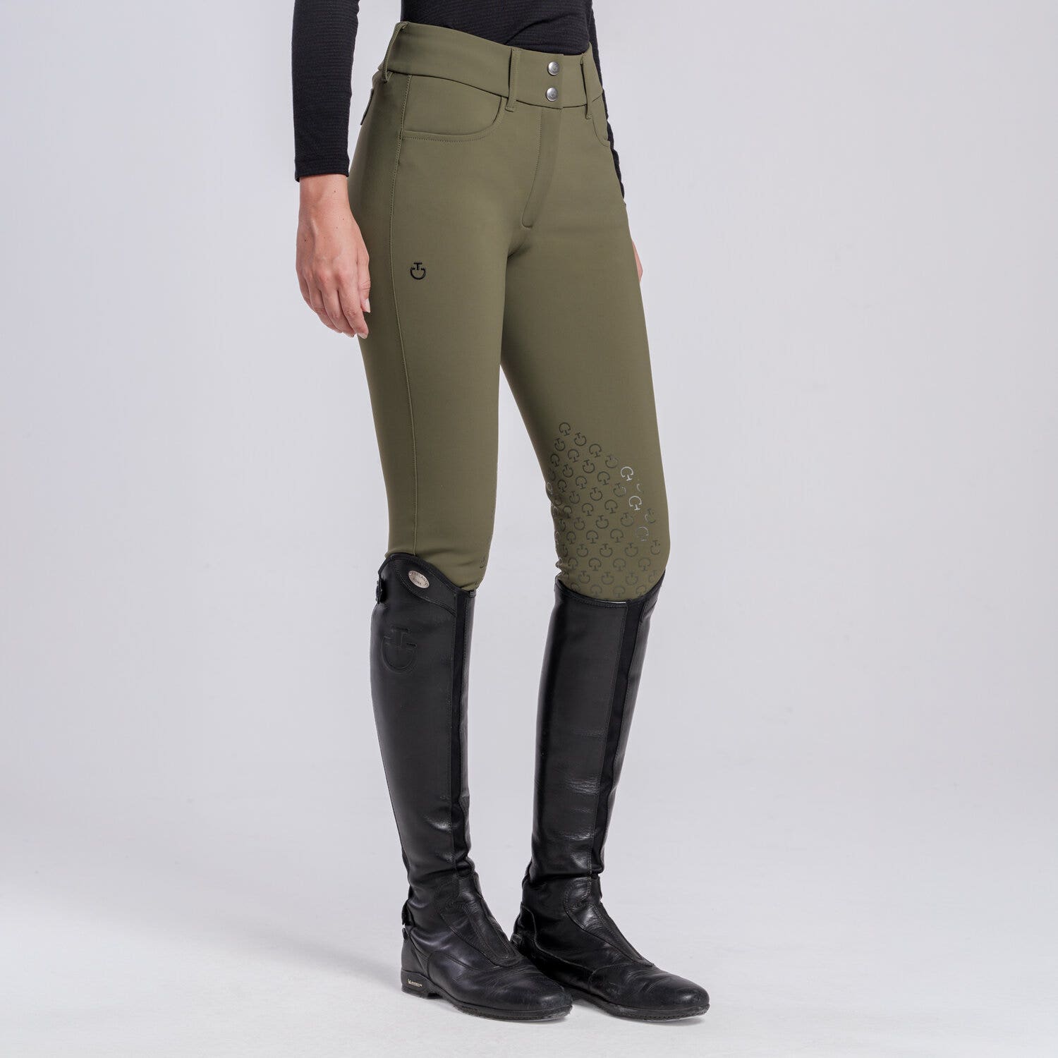 Cavalleria Toscana Women’s breeches with back pockets WINTER MOSS-1