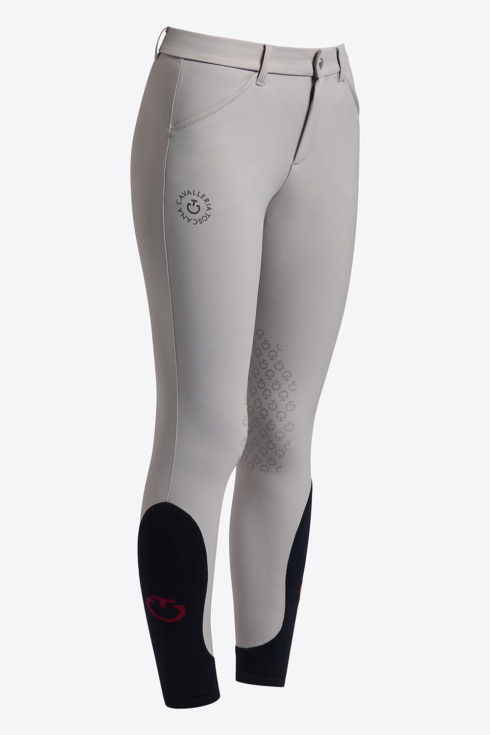 Cavalleria Toscana Pantaloni da bambino unisex jumping grip al ginocchio LIGHT GREY-1
