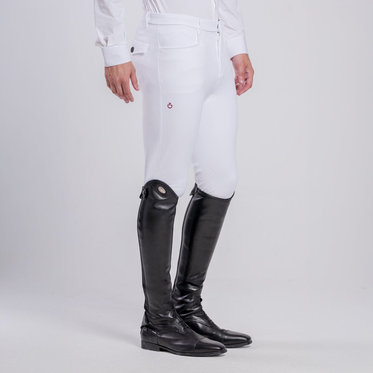 Cavalleria Toscana Men's knee grip riding breeches. WHITE-1