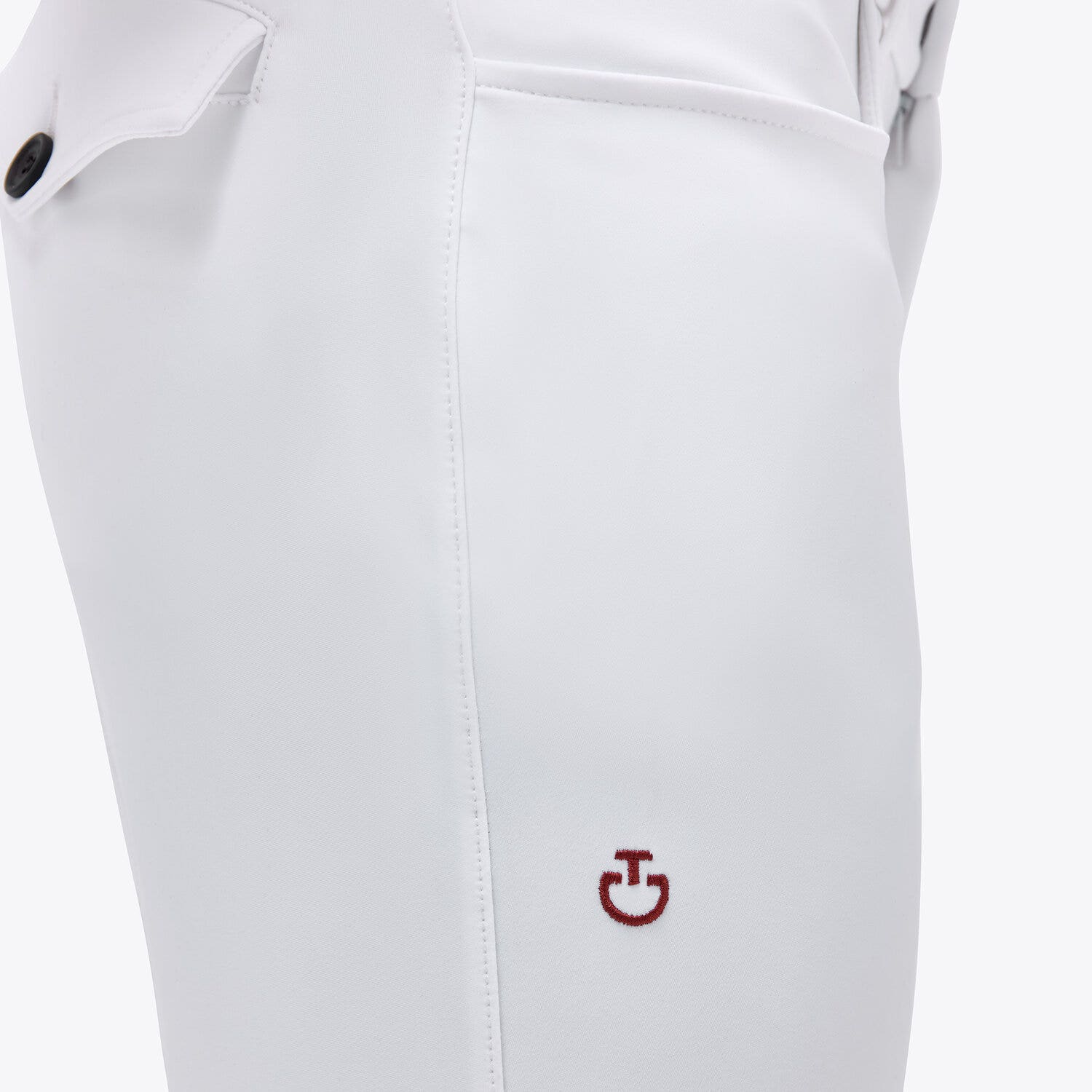 Cavalleria Toscana Men's knee grip riding breeches. WHITE-3