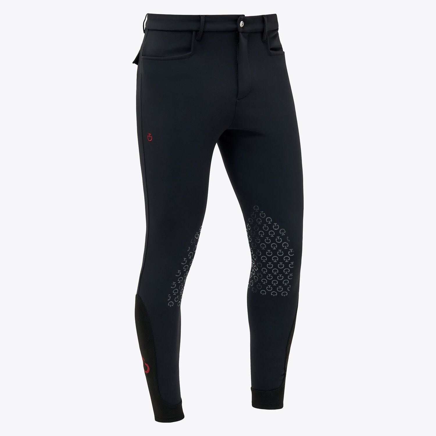 Cavalleria Toscana Men's knee grip riding breeches. BLACK-1