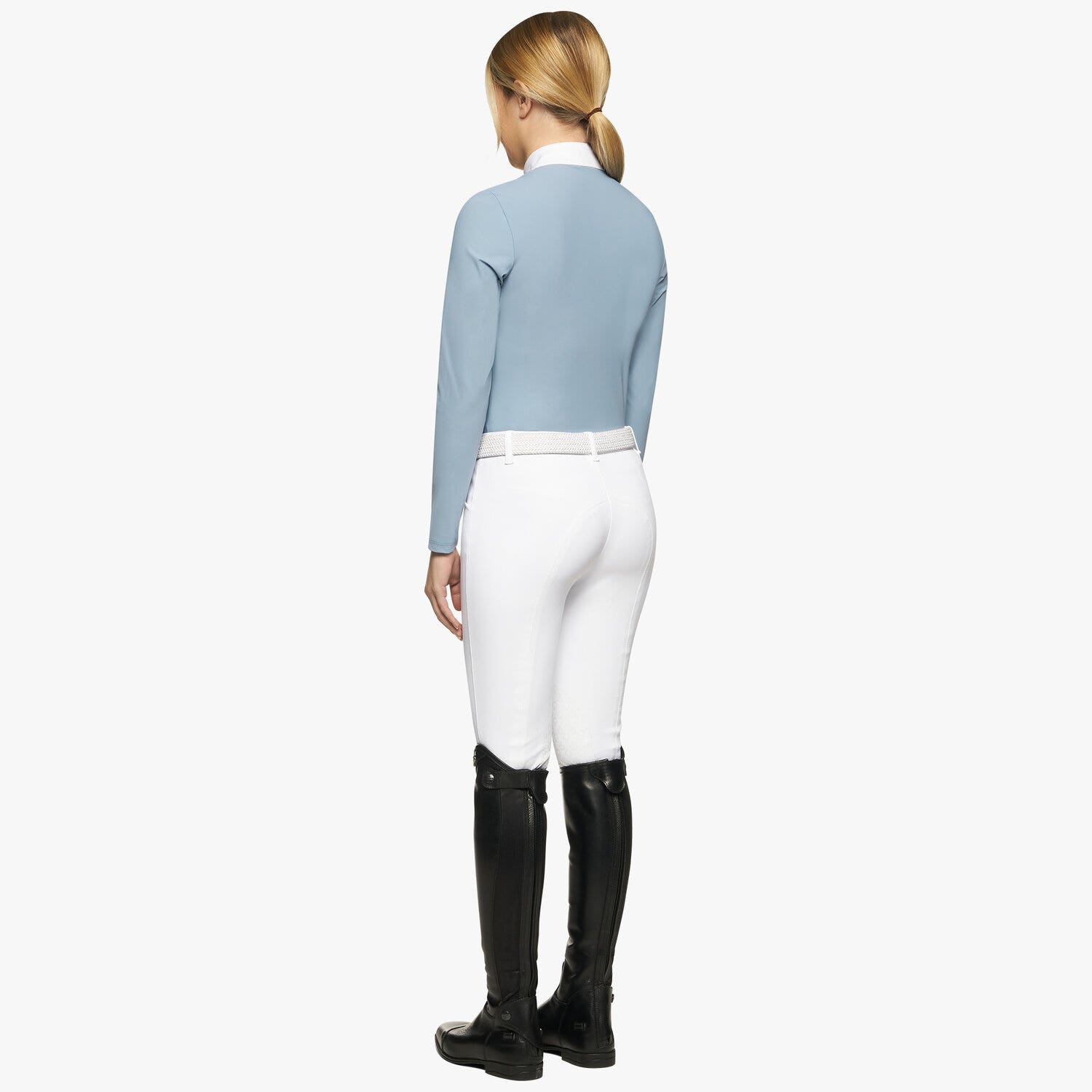 Cavalleria Toscana Girls’ jersey polo shirt with a zip Light blue-3