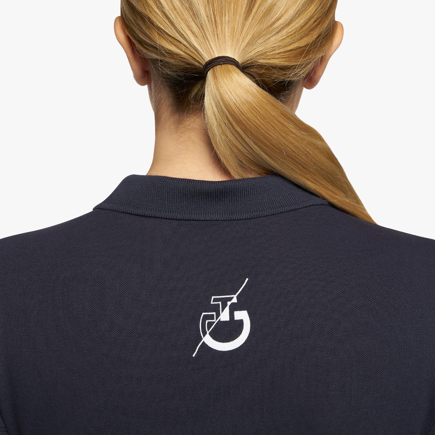 Cavalleria Toscana Cotton piqué polo shirt for girls NAVY-5