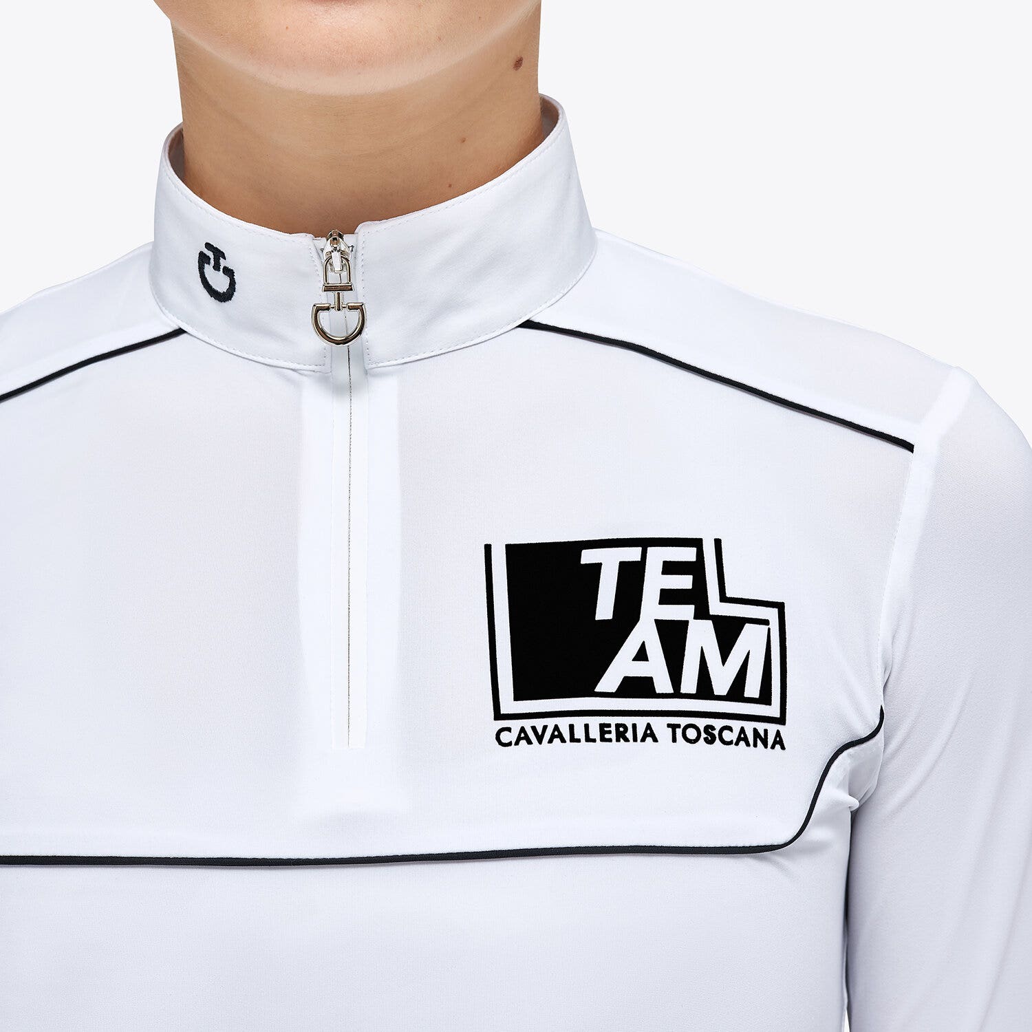 Cavalleria Toscana Girls’ jersey competition shirt with a zip WHITE-4