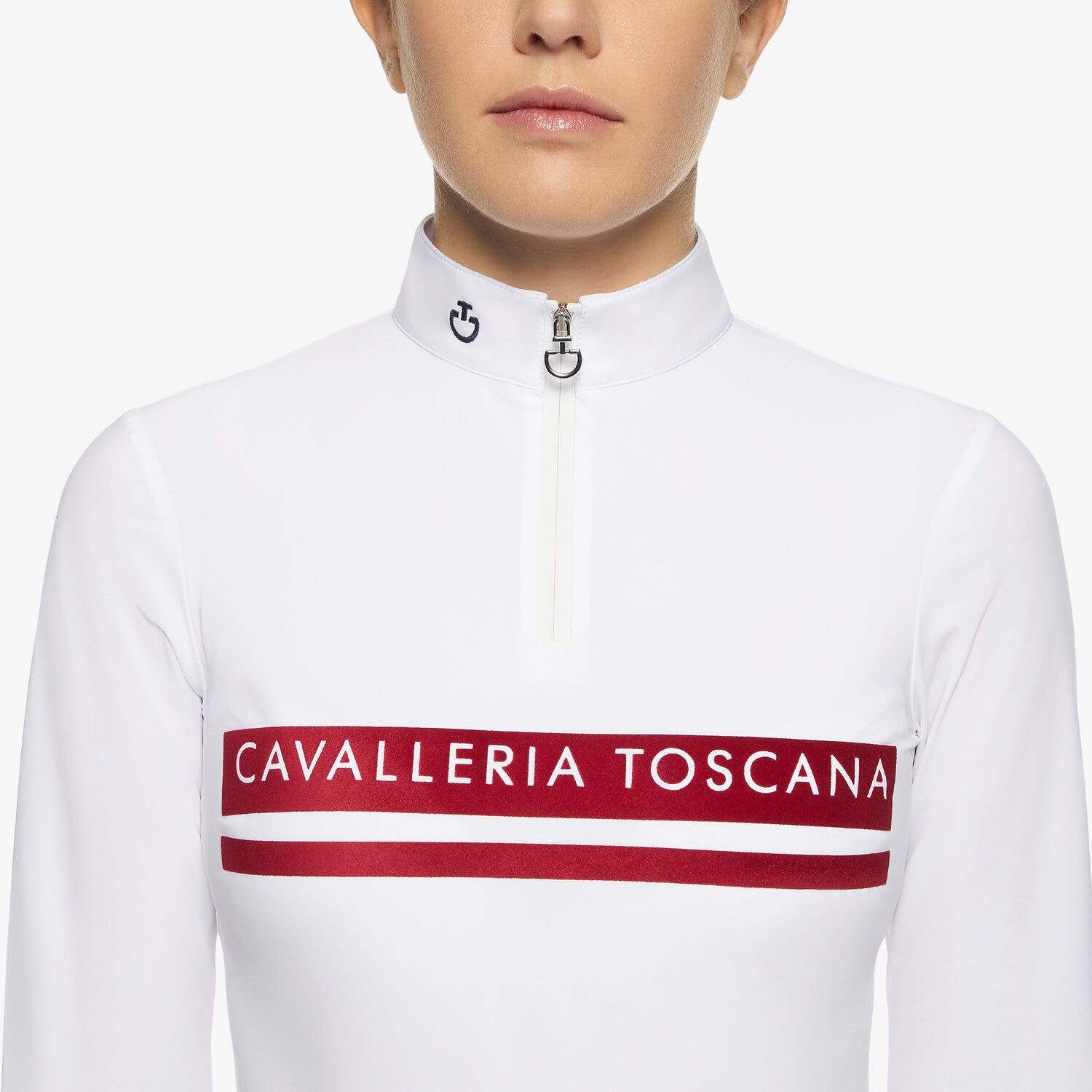 Cavalleria Toscana Girls’ jersey competition shirt with a flocked print WHITE-4