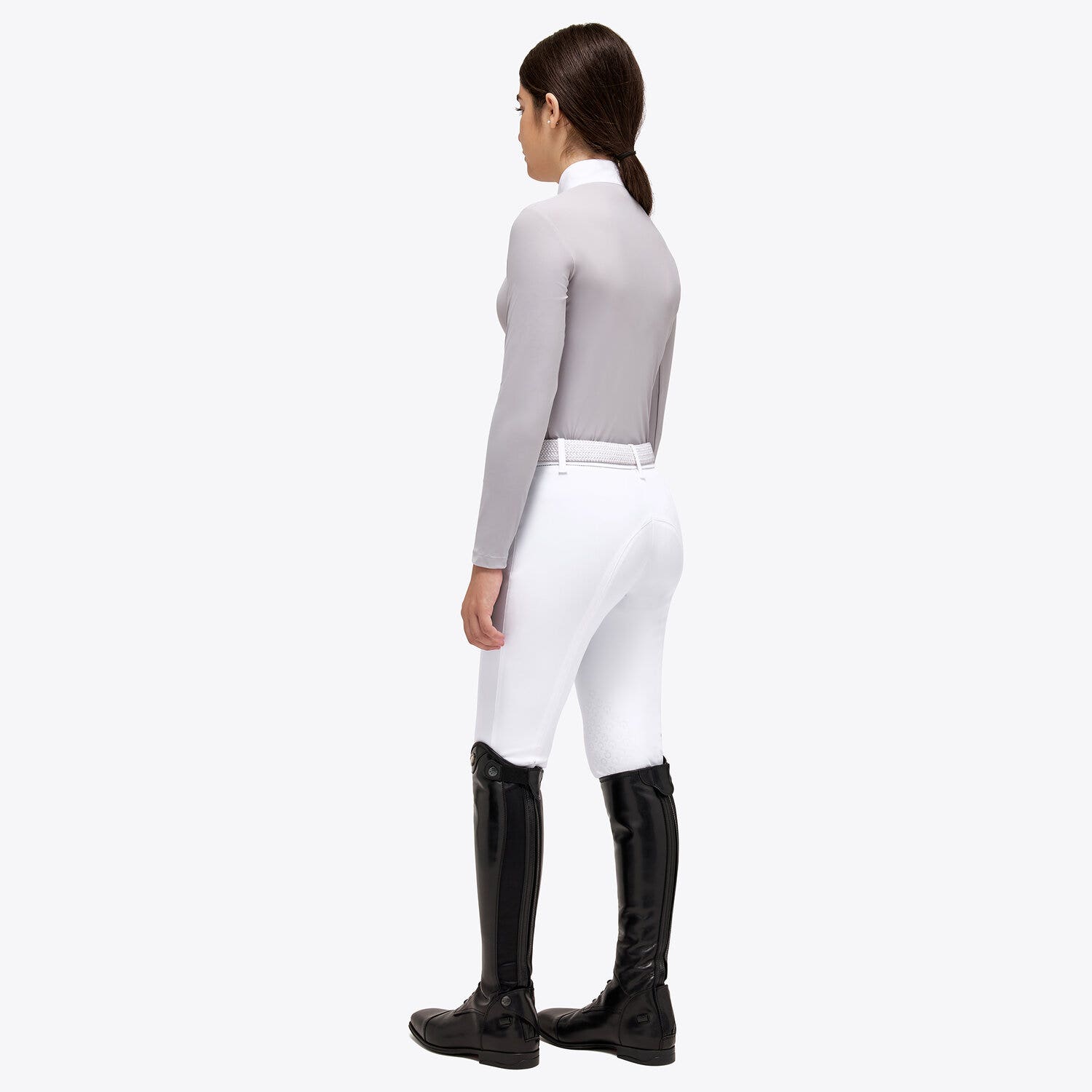 Cavalleria Toscana Girl's CT Mini Orbit Print Jersey Competition Polo LIGHT GREY-3