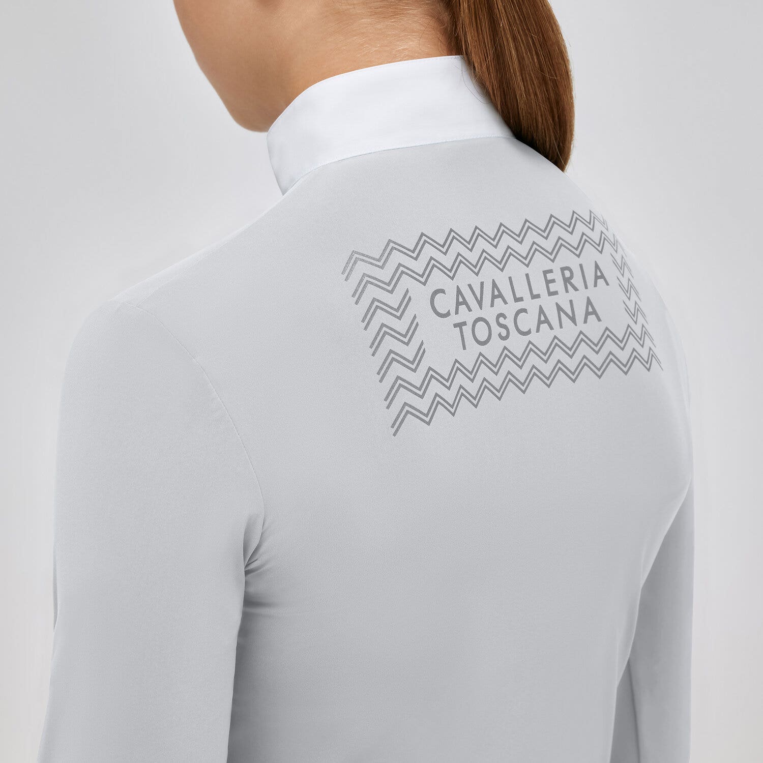 Cavalleria Toscana Girl's competition polo shirt LIGHT GREY-3
