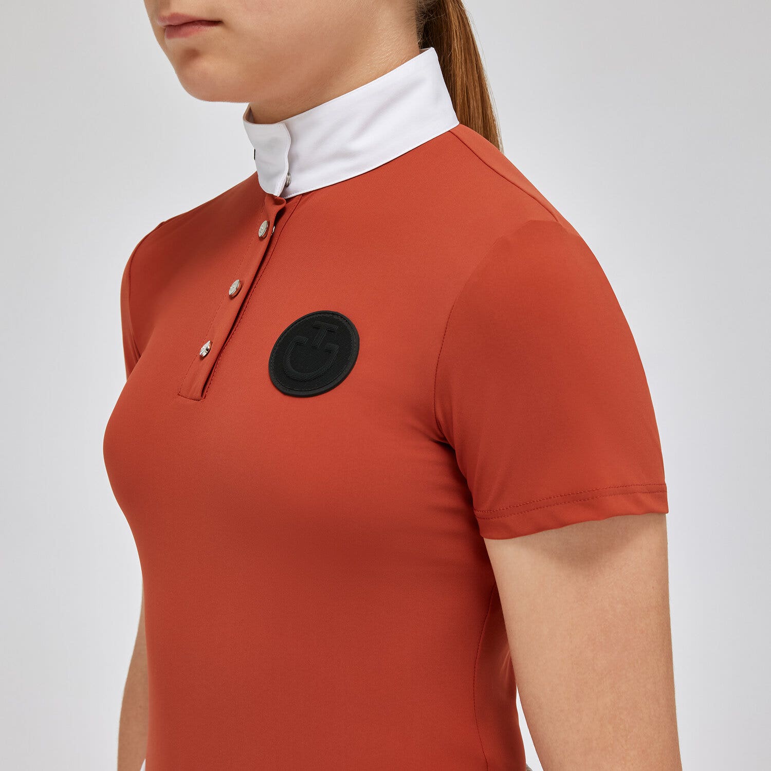 Cavalleria Toscana Girl's competition polo shirt EARTHENWARE-3