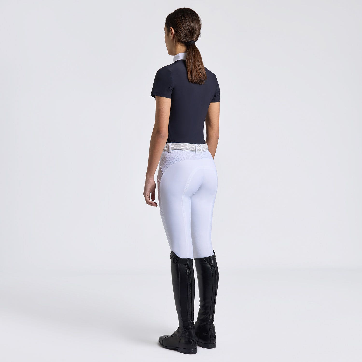 Cavalleria Toscana Girl's competition polo shirt NAVY-2