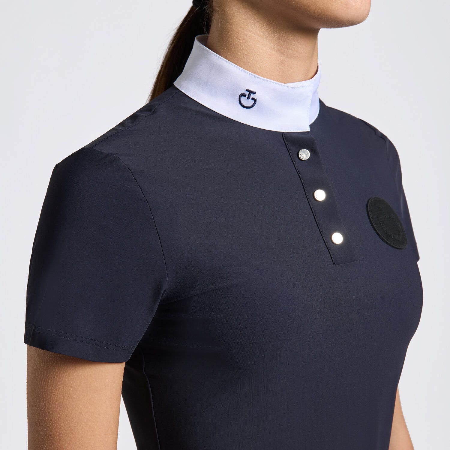 Cavalleria Toscana Girl's competition polo shirt NAVY-3