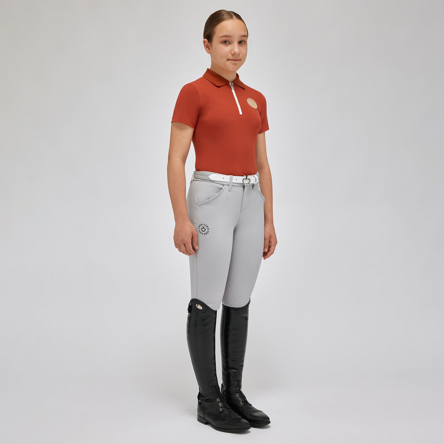 Cavalleria Toscana Girl's training polo shirt EARTHENWARE-1