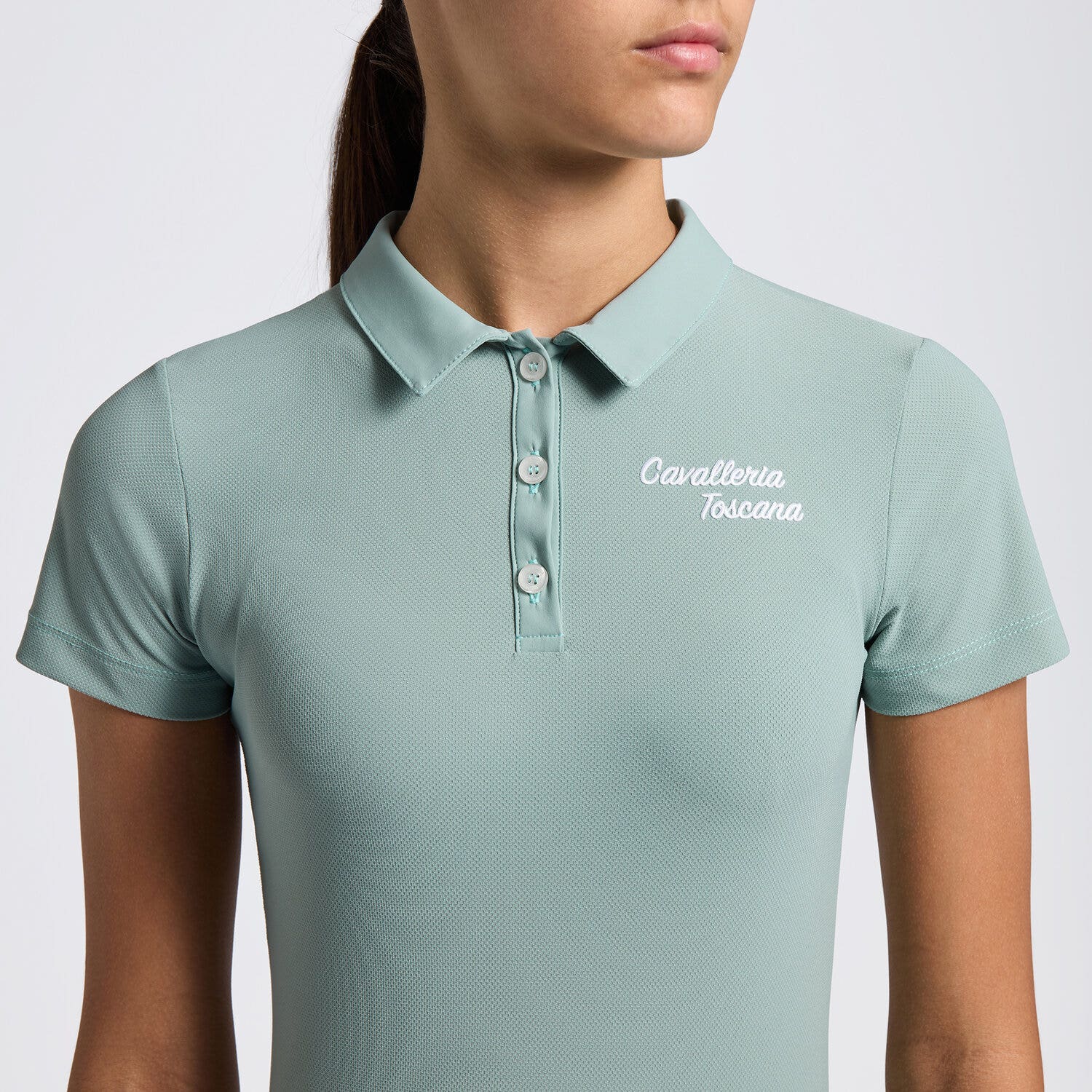 Cavalleria Toscana Cavalleria Toscana Girls' Training Jersey Polo LIGHT TEAL GREEN-3