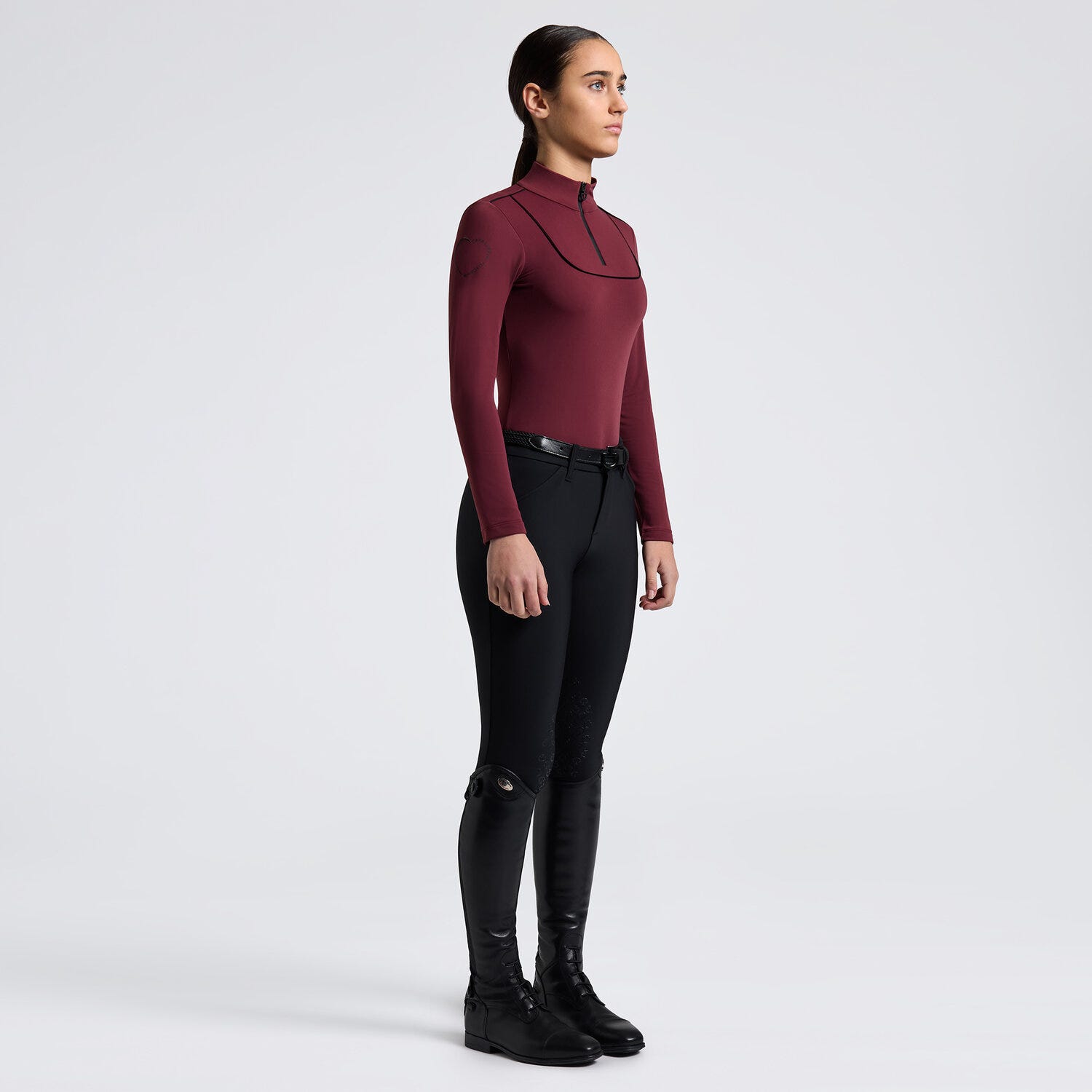 Cavalleria Toscana Polo Tecnica da Donna Cavalleria Toscana in Jersey Caldo BORDEAUX-1