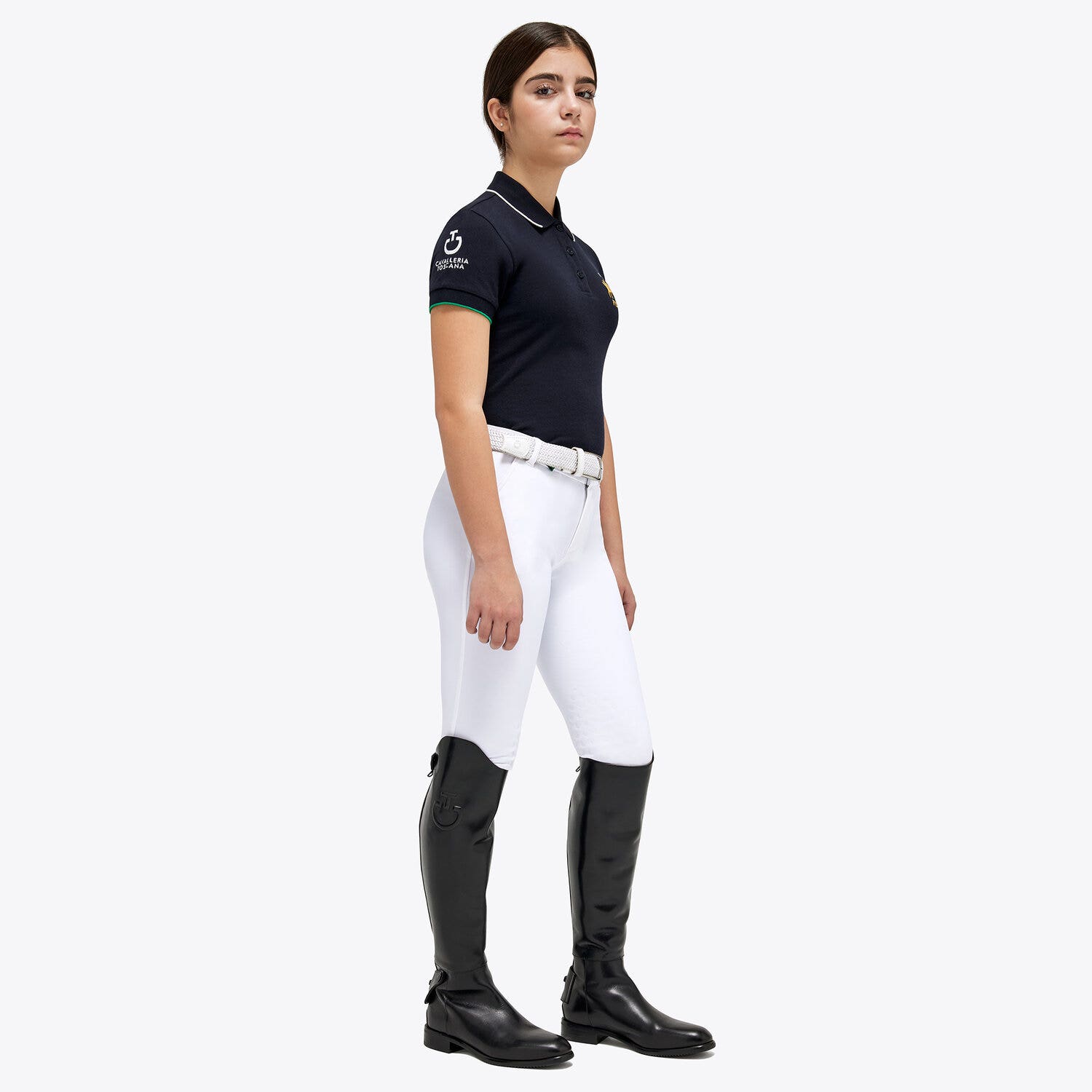 Cavalleria Toscana FISE polo shirt for girls in piqué cotton NAVY-2