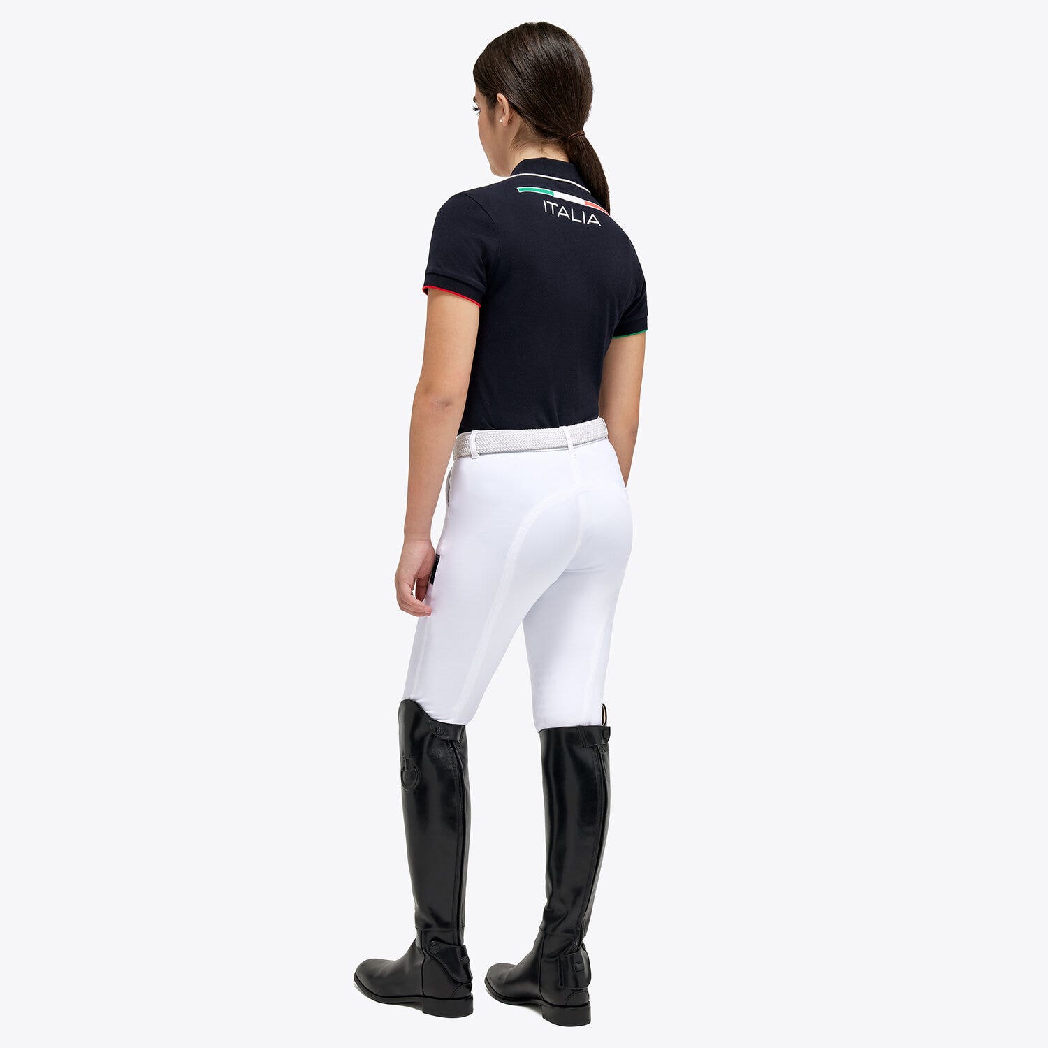 Cavalleria Toscana FISE polo shirt for girls in piqué cotton NAVY-3