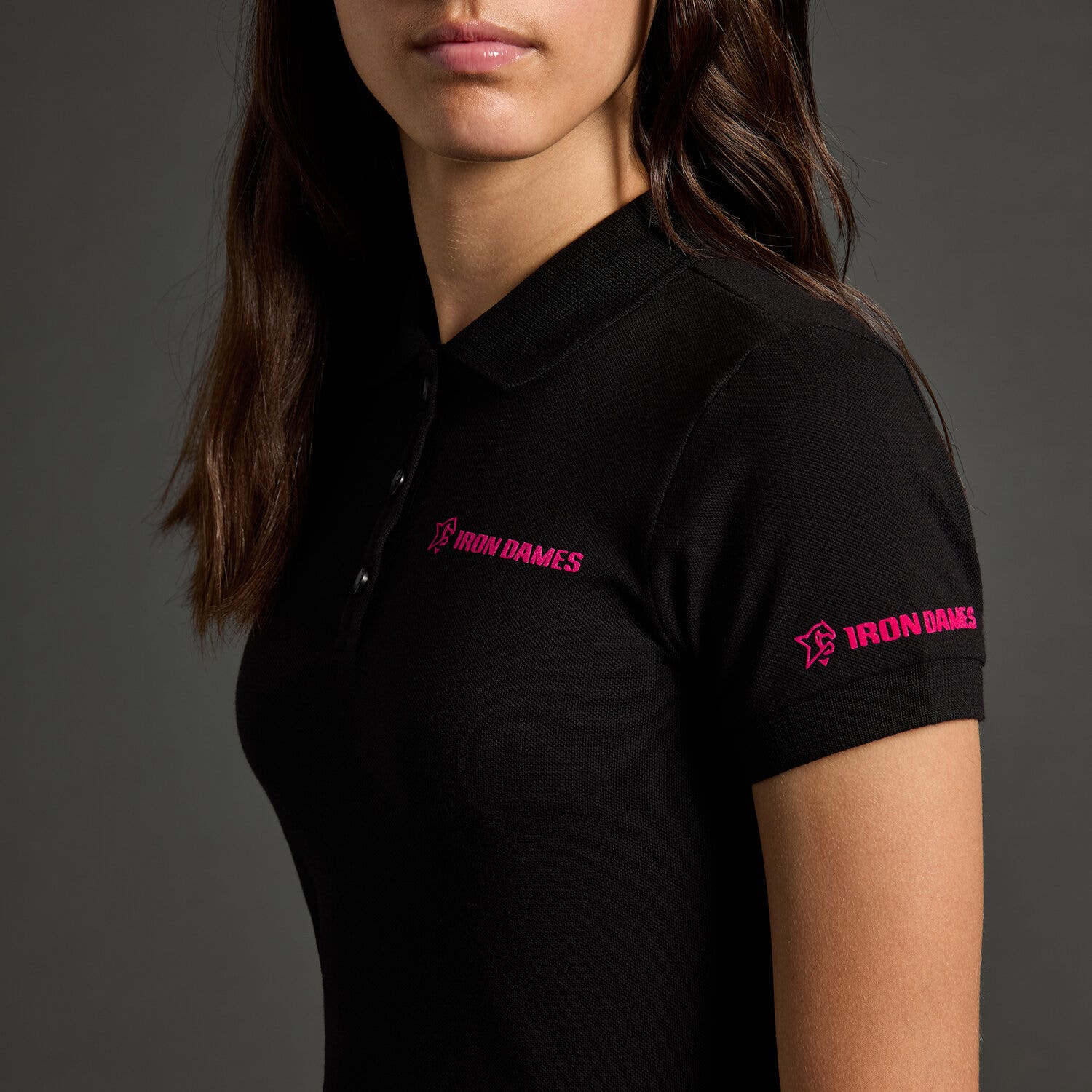 Cavalleria Toscana Girl's polo shirt CT x Iron Dames BLACK / PINK-4