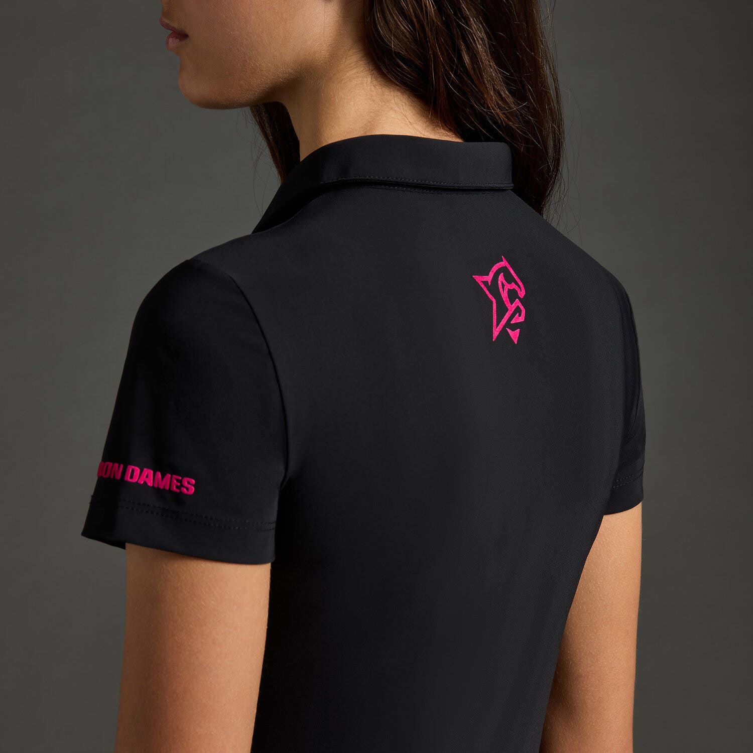 Cavalleria Toscana Girl's polo shirt CT x Iron Dames BLACK / PINK-5