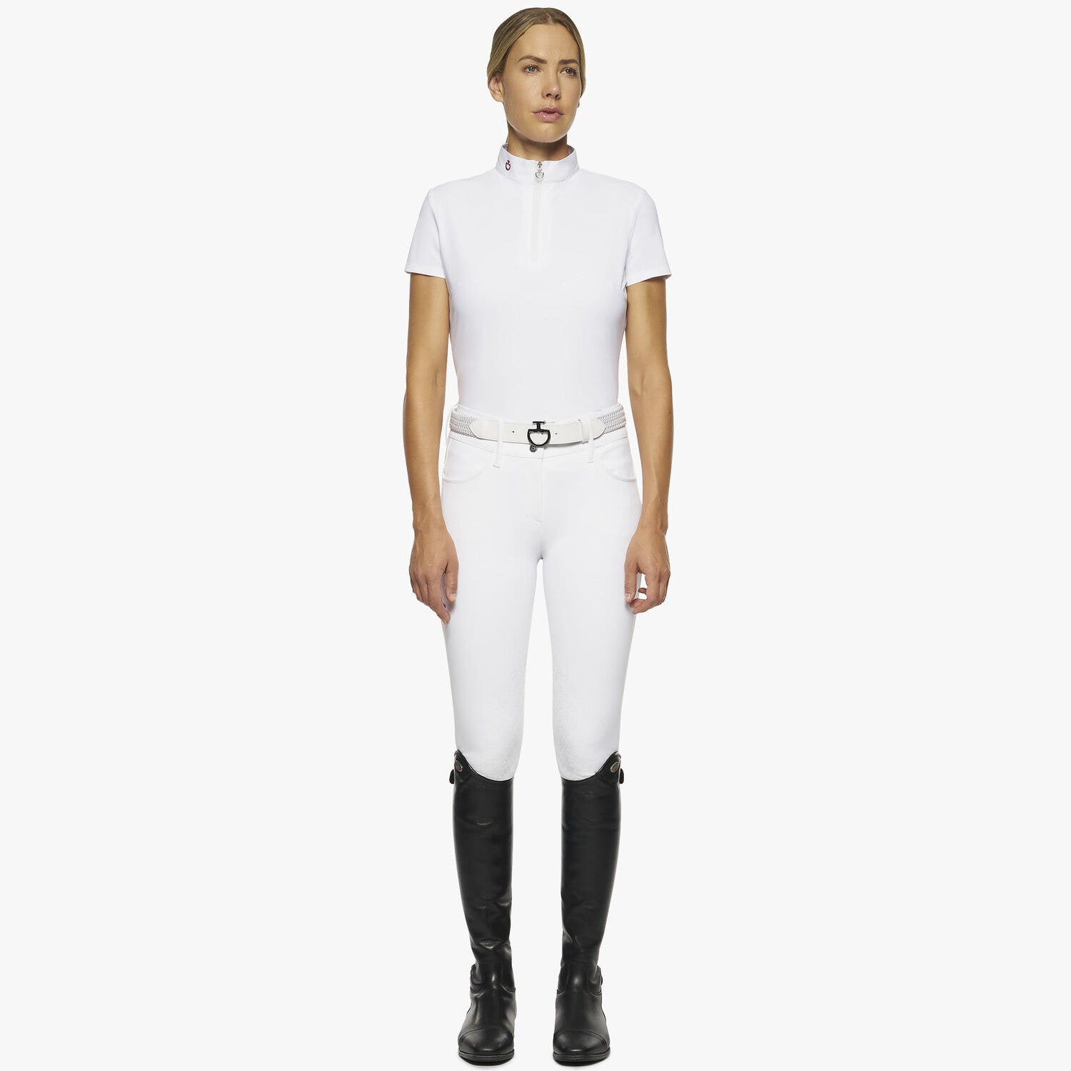 Cavalleria Toscana Women's Short-sleeved Polo Shirt WHITE-1