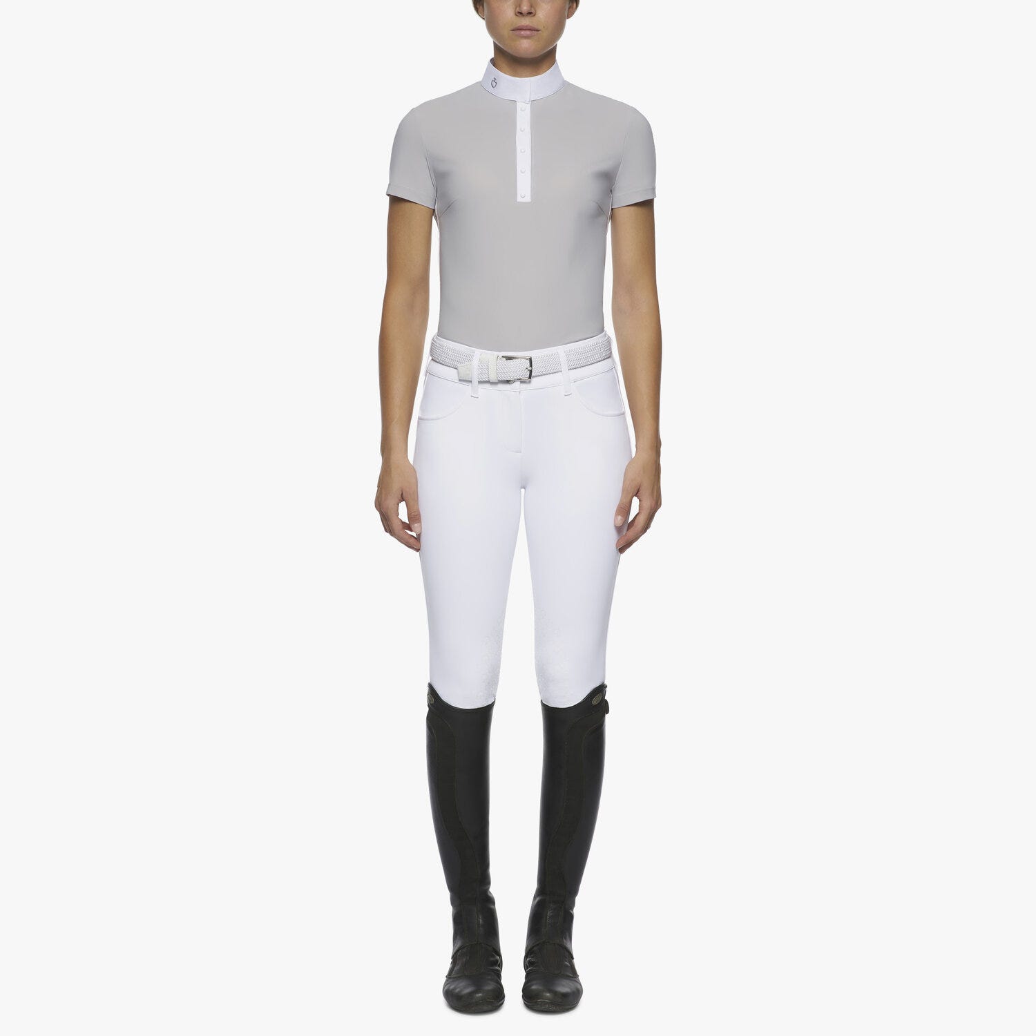 Women's short-sleeved polo with sheer inserts