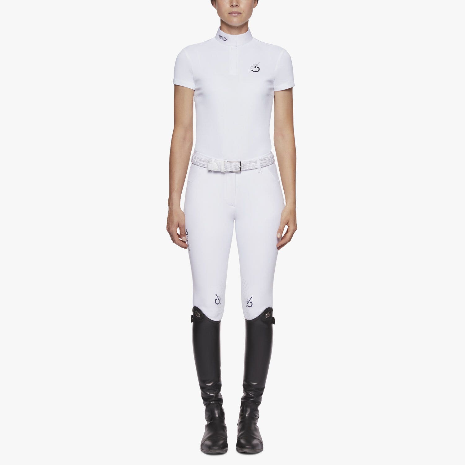 Cavalleria Toscana Women's short-sleeved CT Team polo WHITE-1