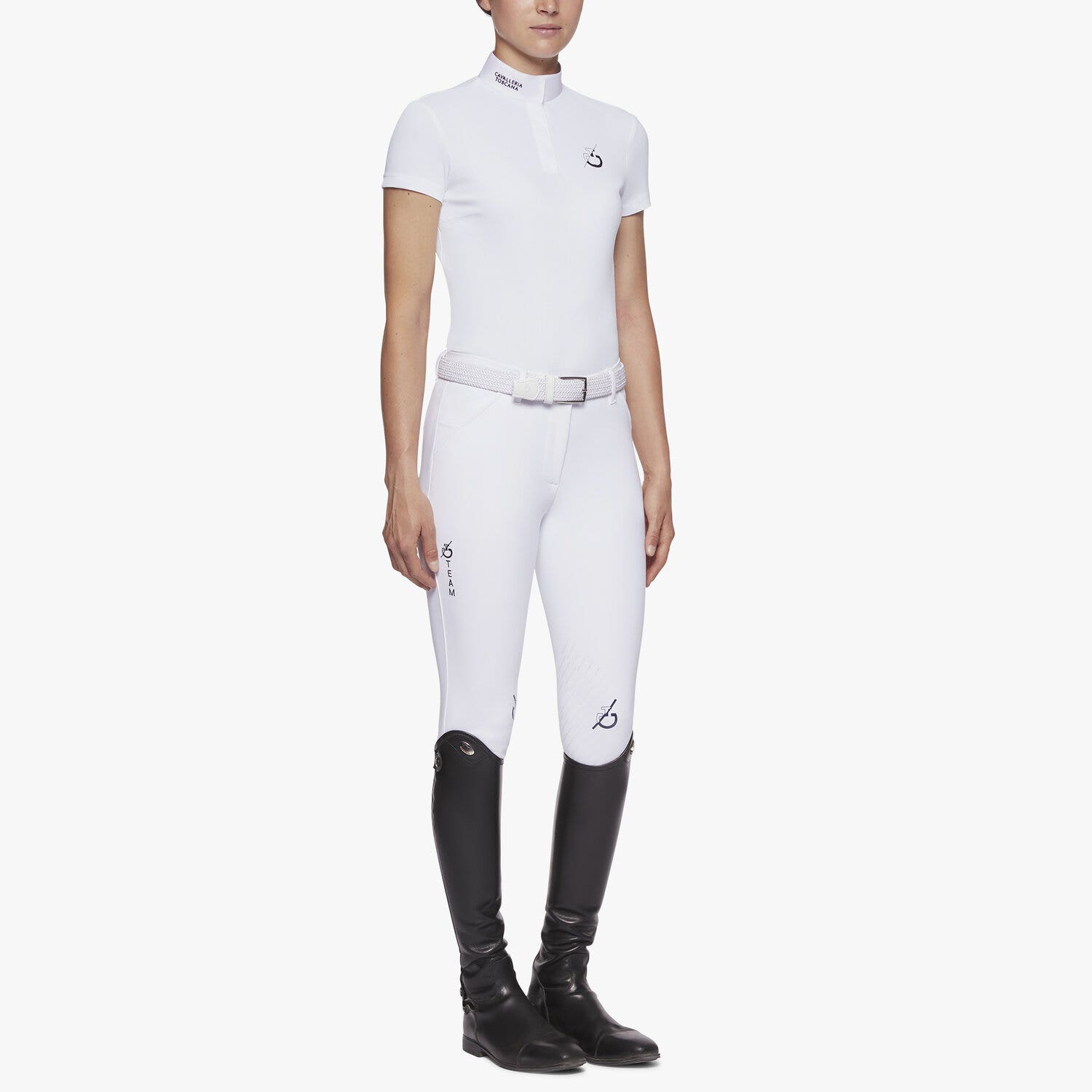 Cavalleria Toscana Women's short-sleeved CT Team polo WHITE-2