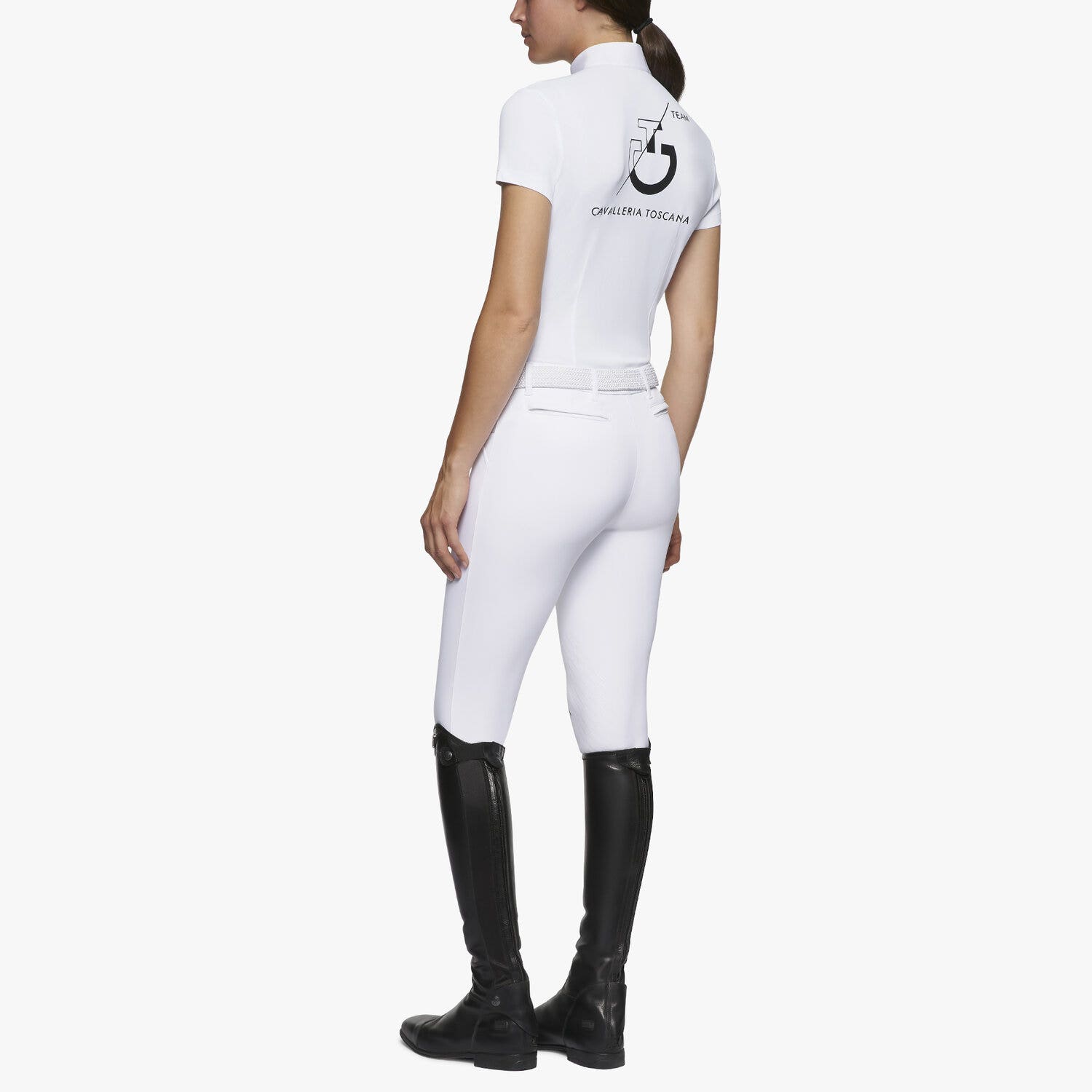 Cavalleria Toscana Women's short-sleeved CT Team polo WHITE-3