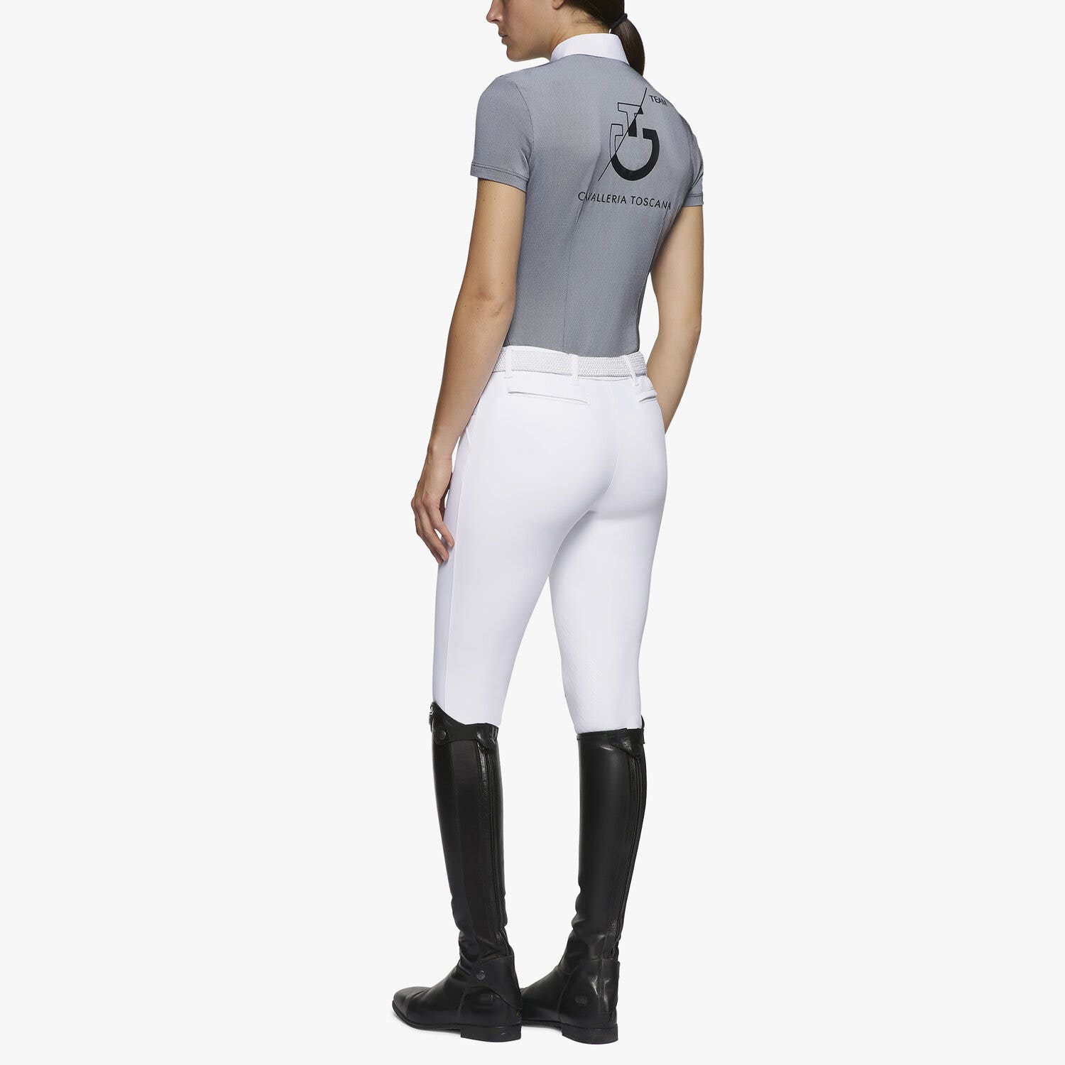 Cavalleria Toscana Women's short-sleeved CT Team polo WHITE/BLACK-3