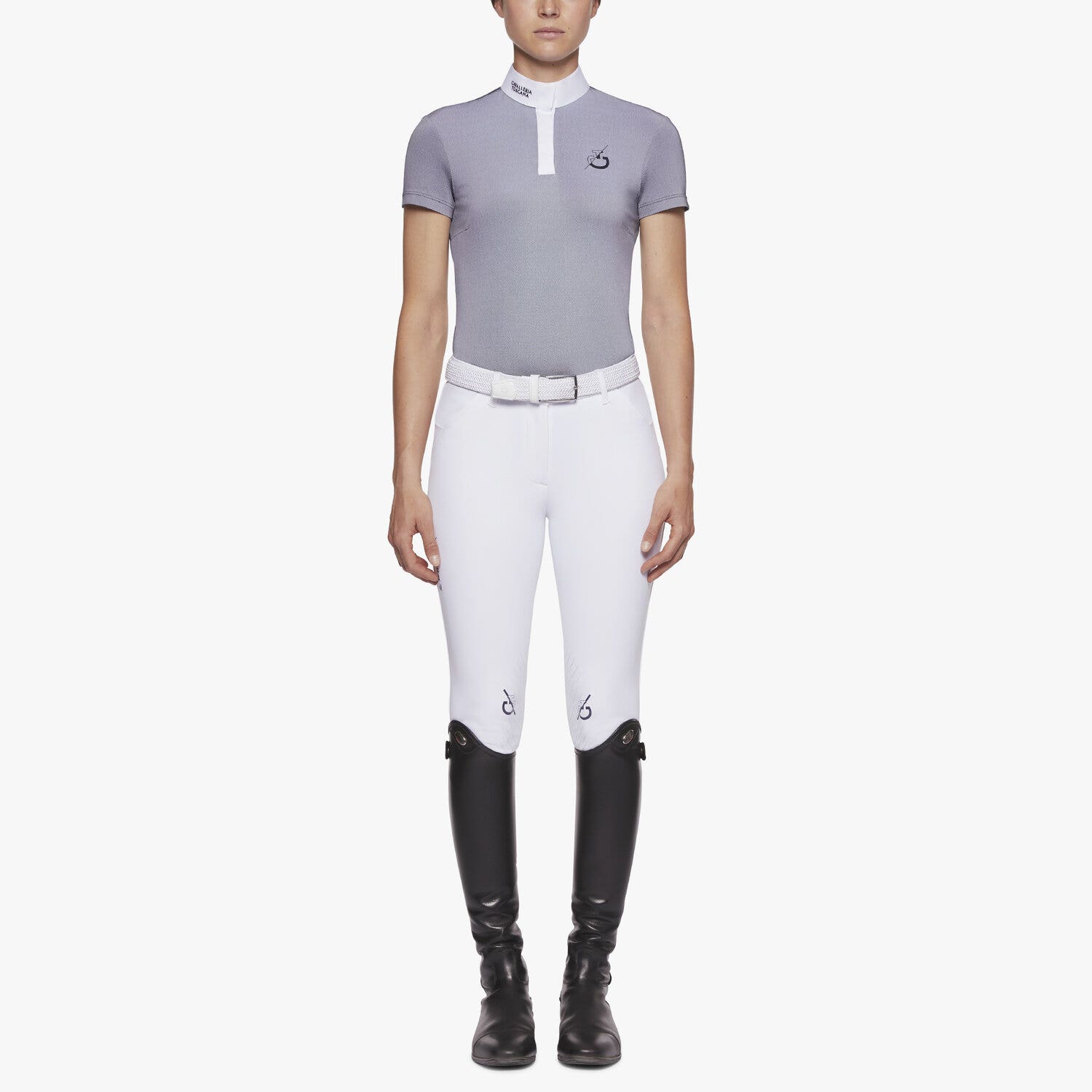 Cavalleria Toscana Women's short-sleeved CT Team polo WHITE/BLACK-5