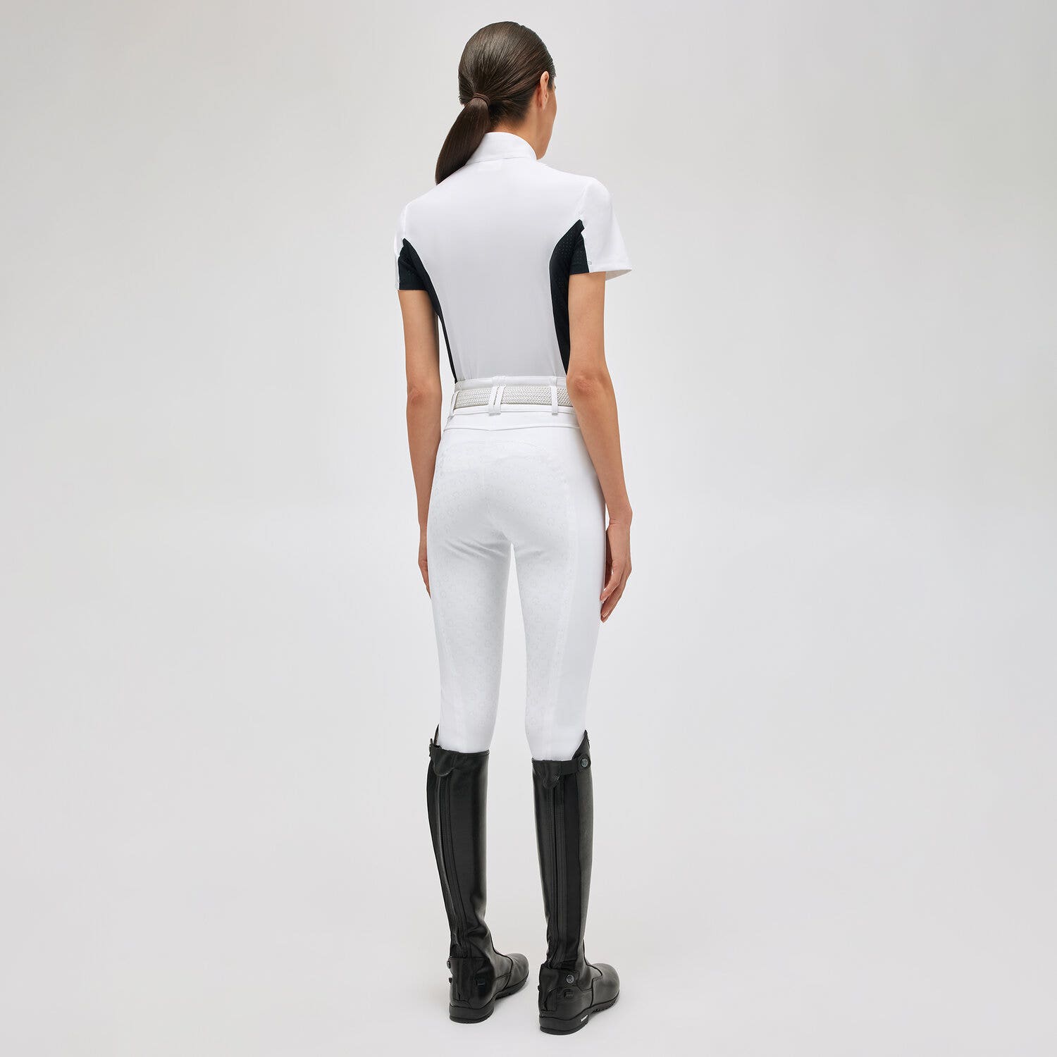 Cavalleria Toscana Women's polo with inserts WHITE/NAVY-2