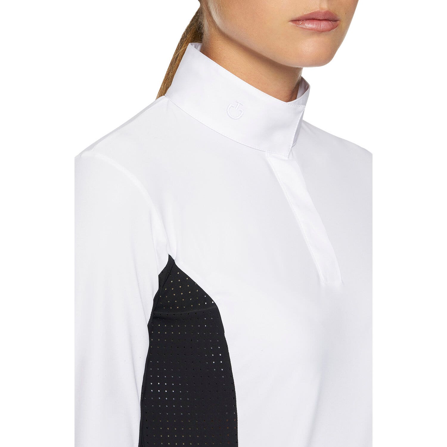 Cavalleria Toscana Women's hunter polo with insert WHITE/BLACK-5