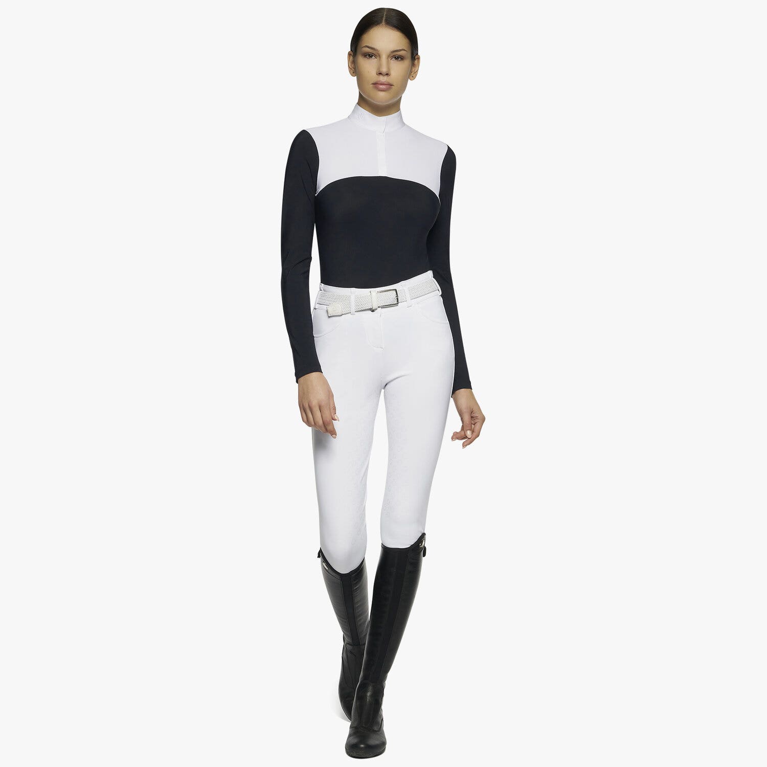 Cavalleria Toscana Women's Checkboard Competiton Polo NAVY-2