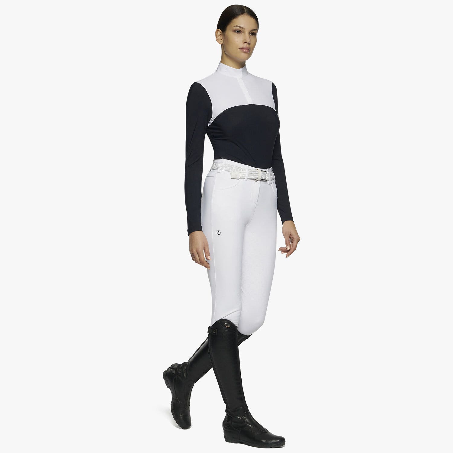 Cavalleria Toscana Women's Checkboard Competiton Polo NAVY-4