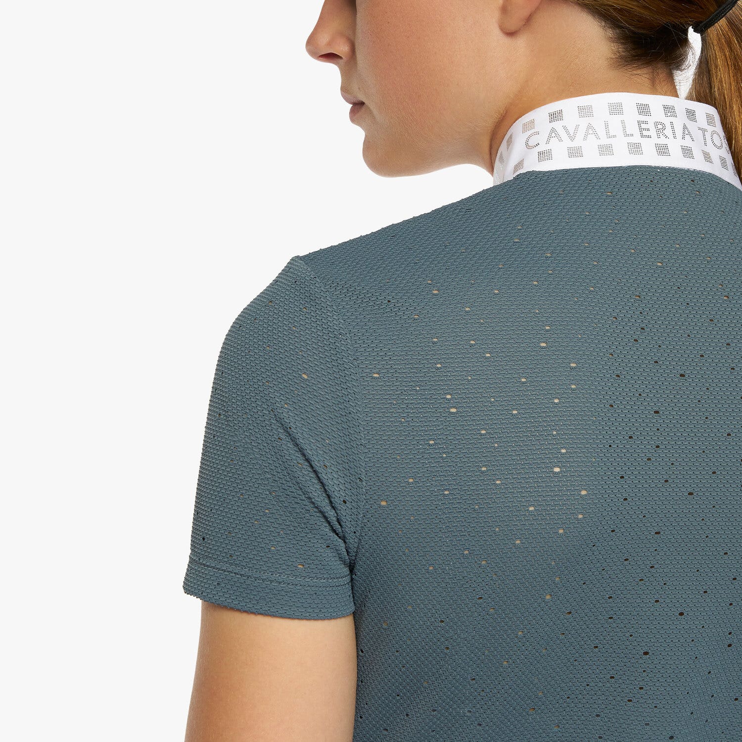 Cavalleria Toscana Women’s competition shirt in perforated fabric with sequins PETROLEUM-7