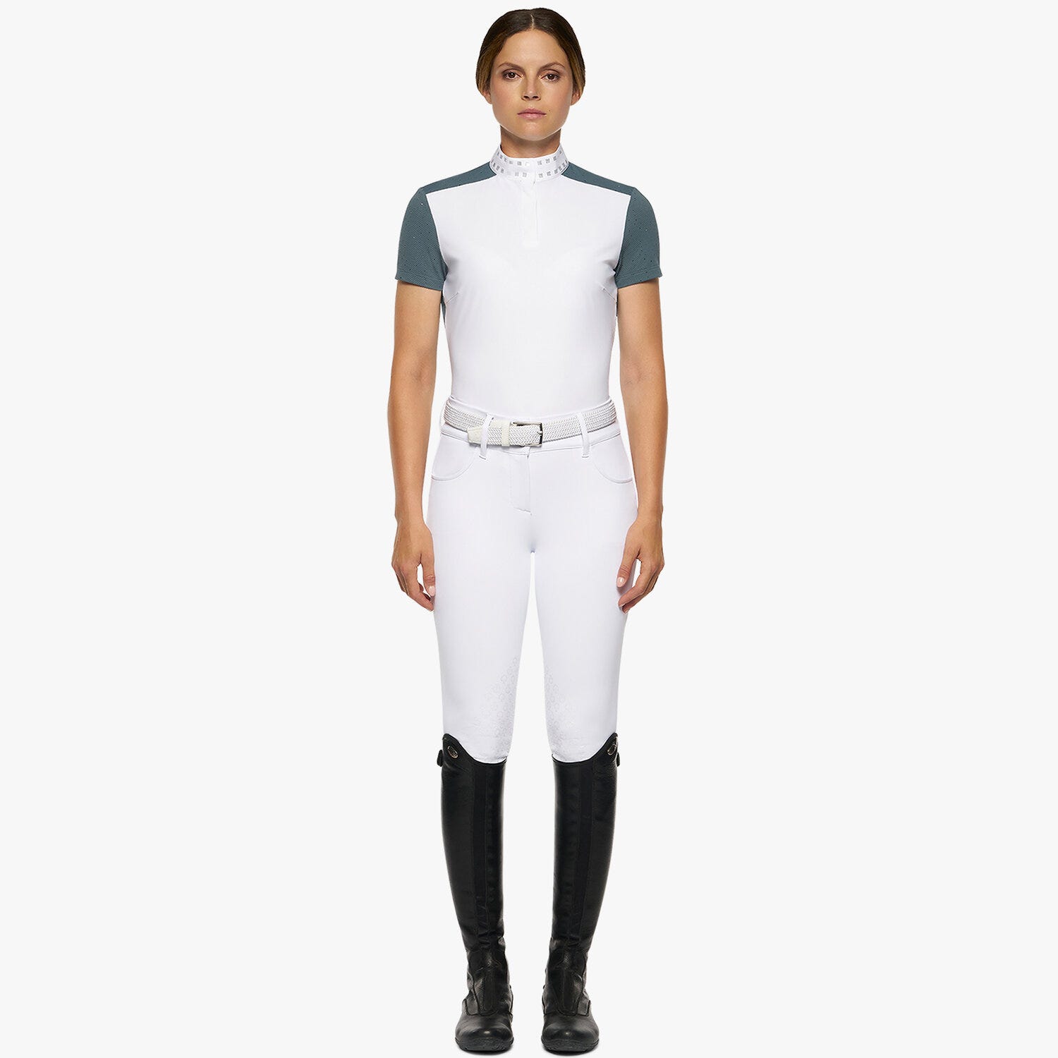 Women's competition polo with micro sequins