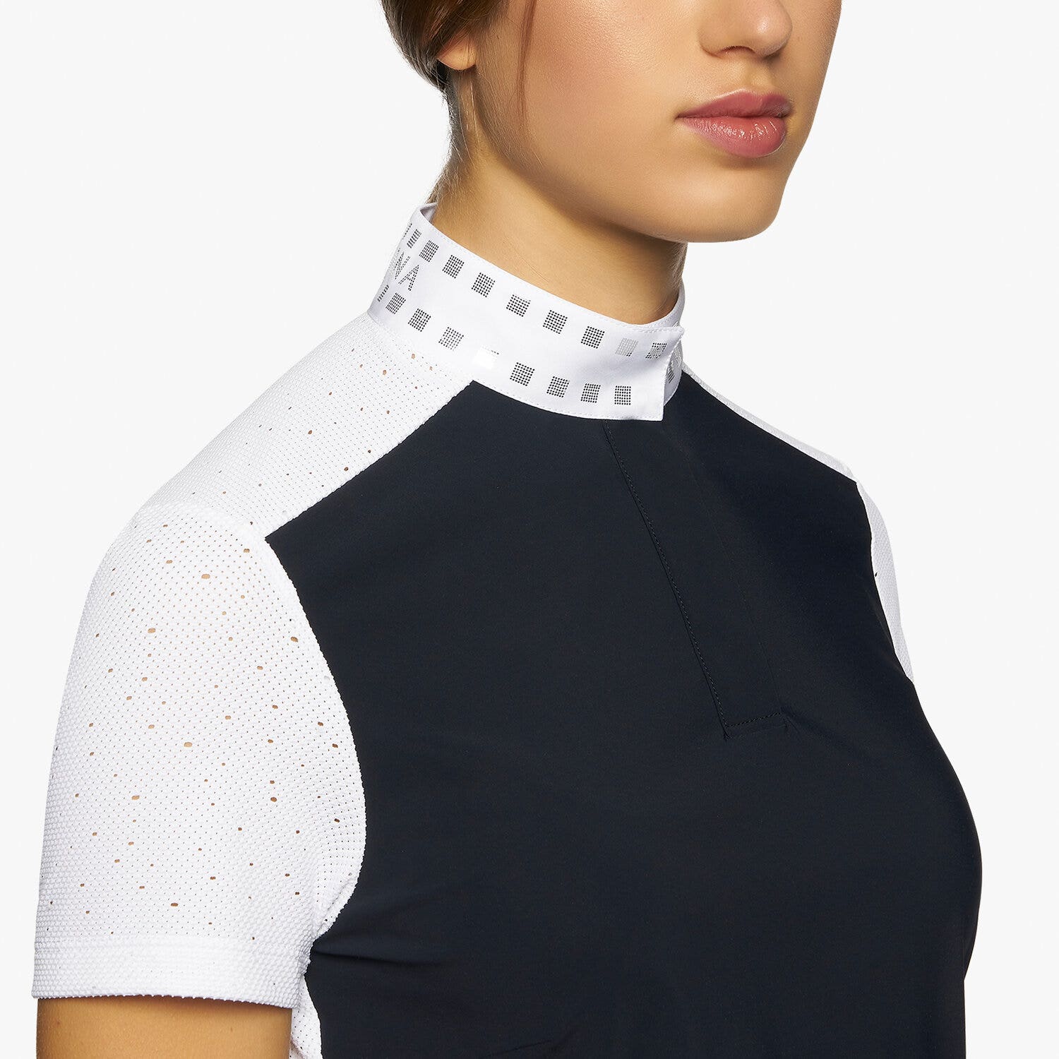 Cavalleria Toscana Women's competition polo with micro sequins NAVY-5