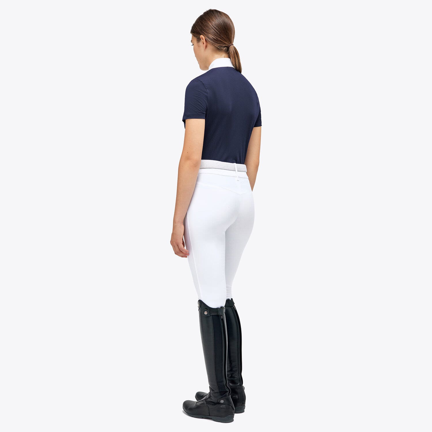 Cavalleria Toscana Women’s seersucker competition shirt with a poplin collar ROYAL BLUE SQUARE-3