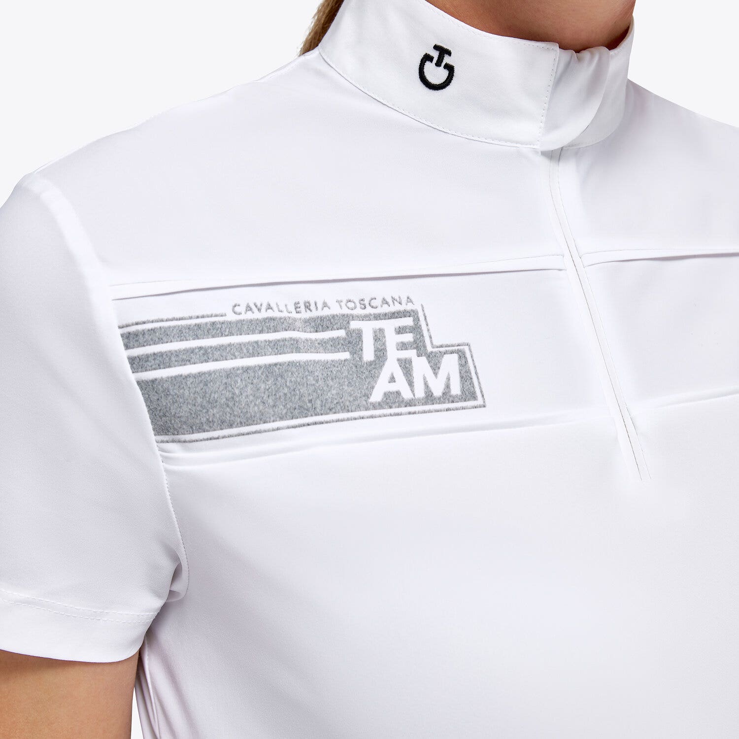 Cavalleria Toscana Women’s performance jersey show shirt with a zip WHITE-5