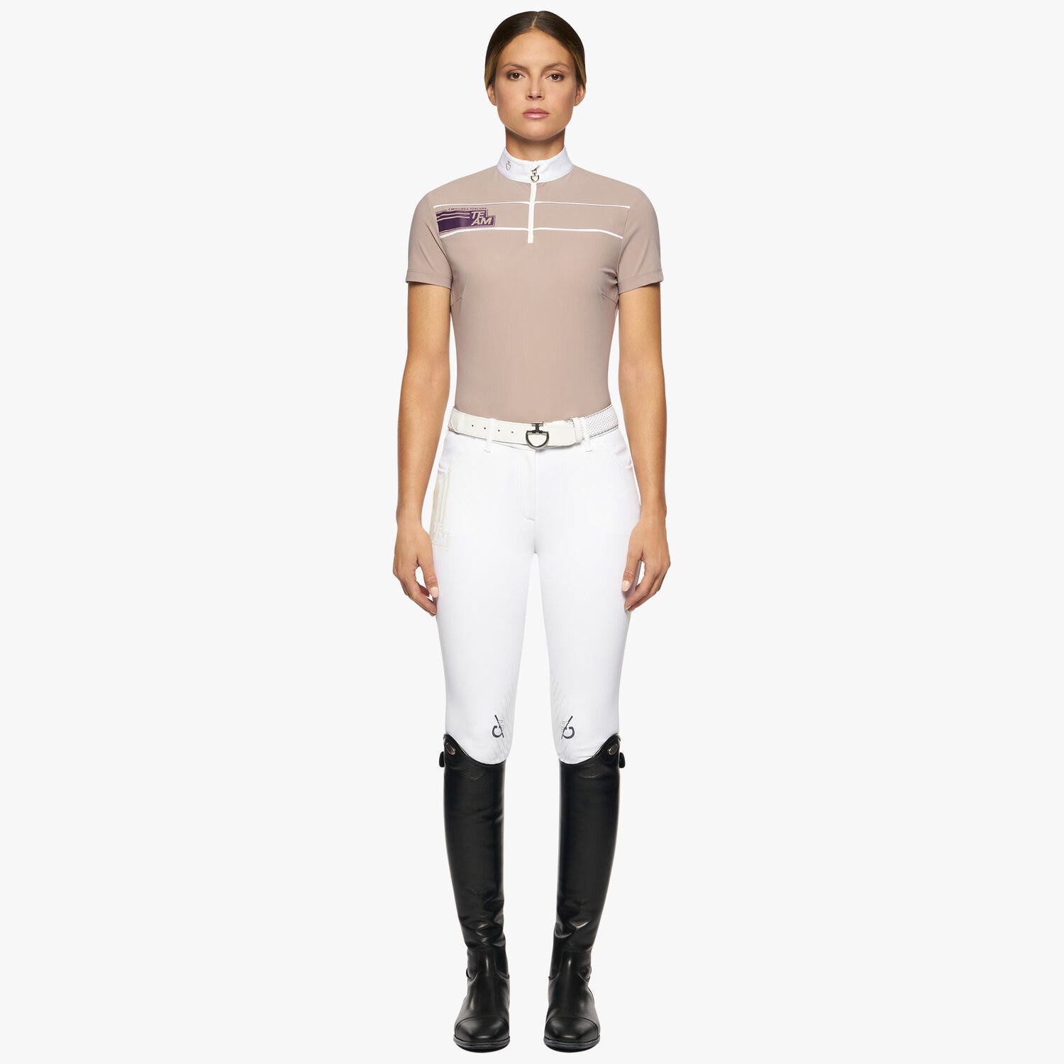 Women’s performance jersey show shirt with a zip