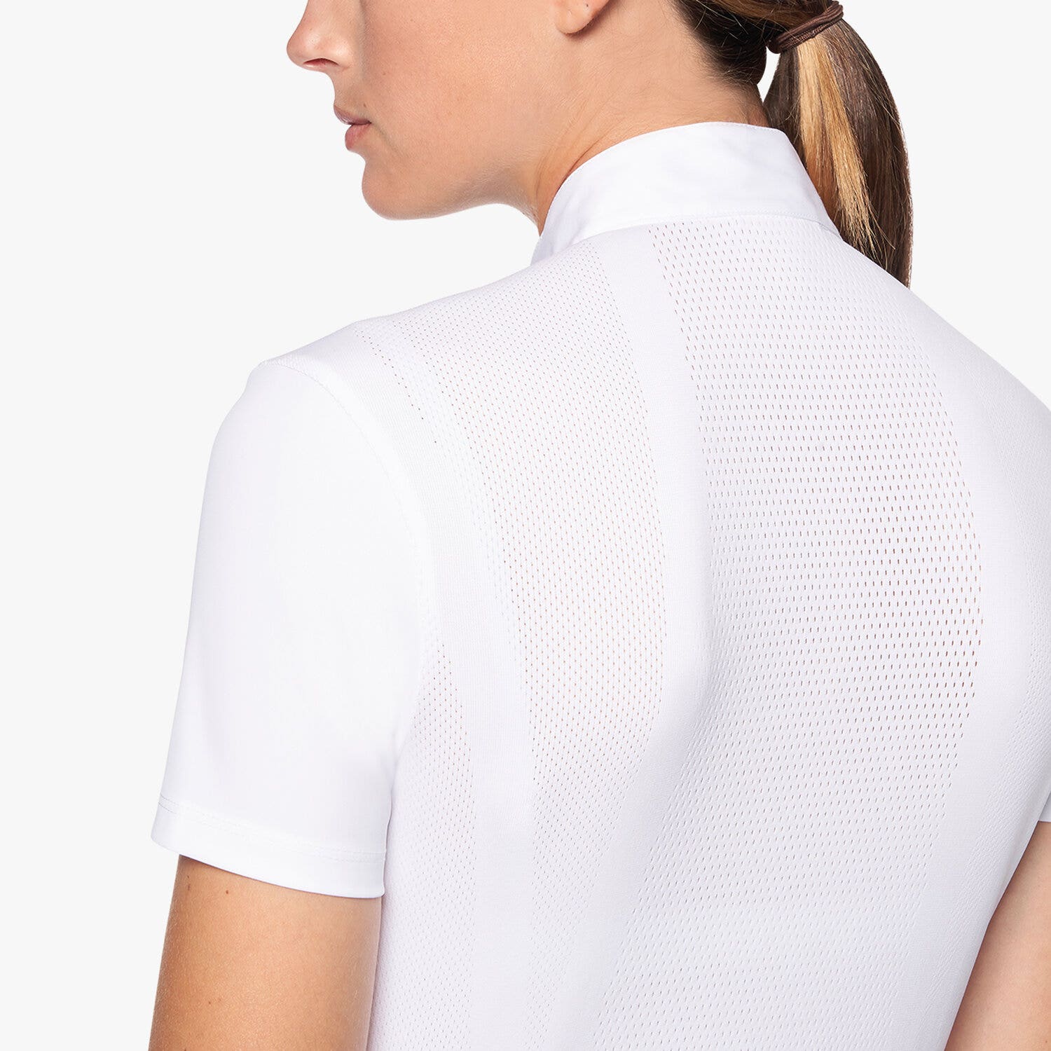 Cavalleria Toscana Women's polo shirt in technical jersey with REVO zip WHITE-4