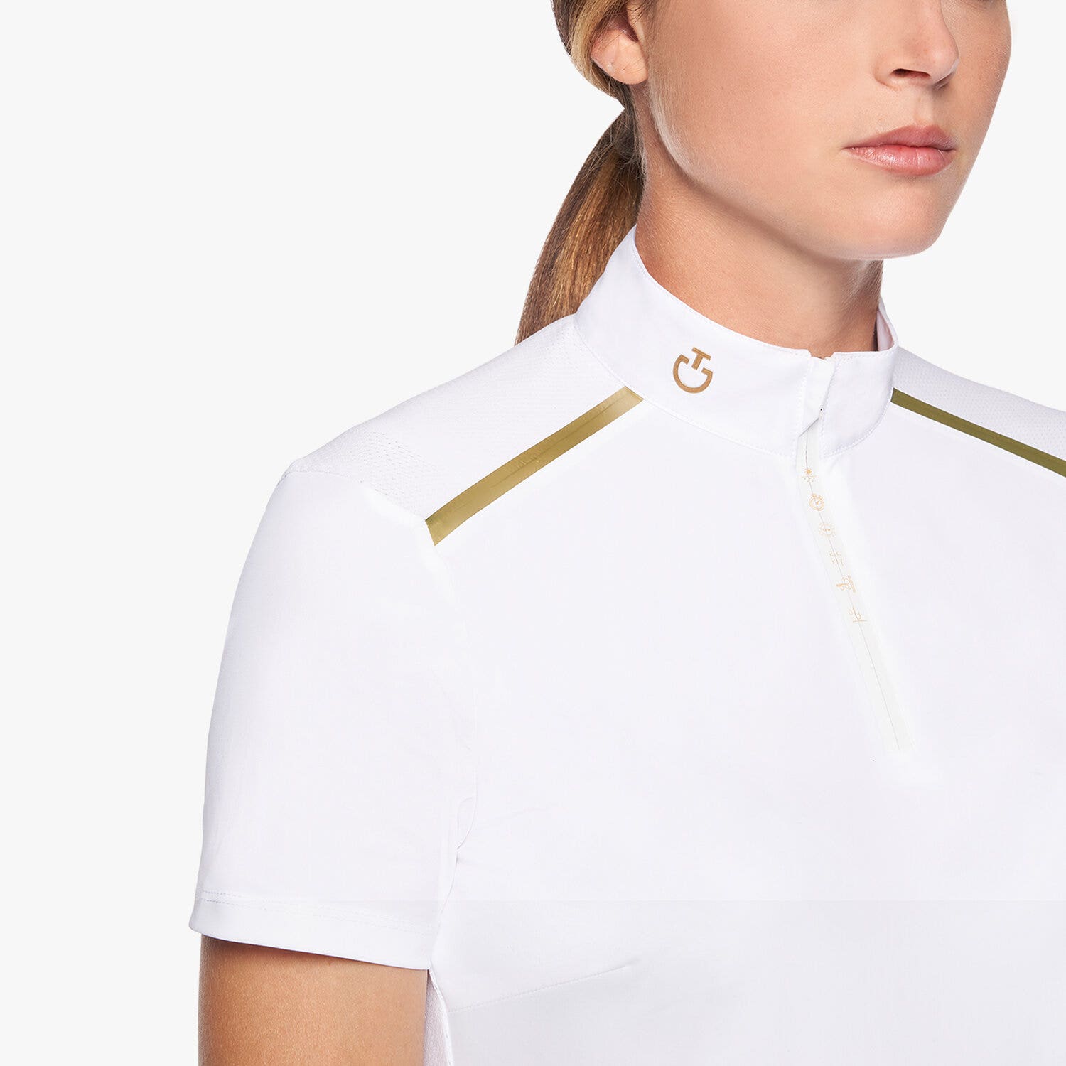 Cavalleria Toscana Women's polo shirt in technical jersey with REVO zip WHITE-5