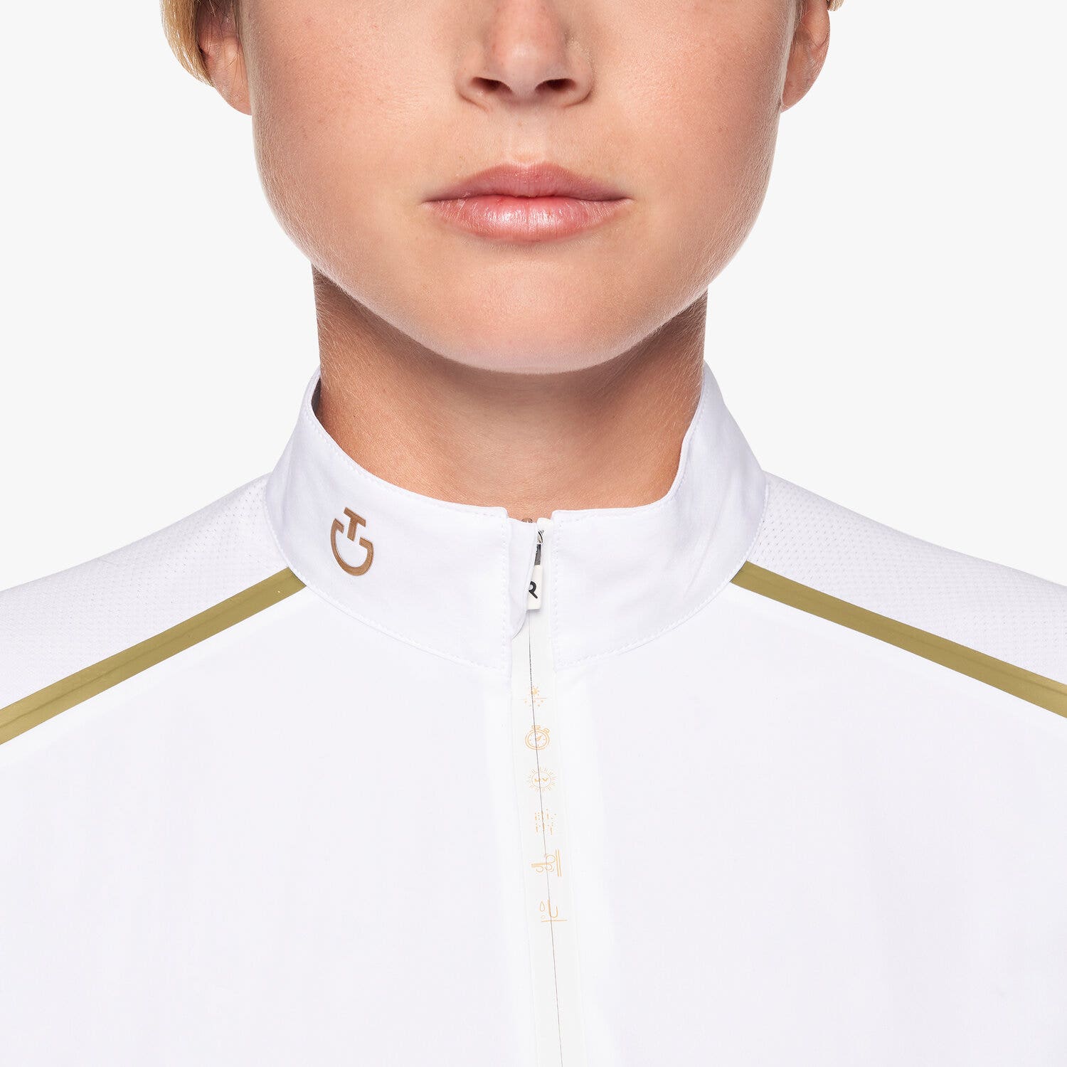 Cavalleria Toscana Women's polo shirt in technical jersey with REVO zip WHITE-6