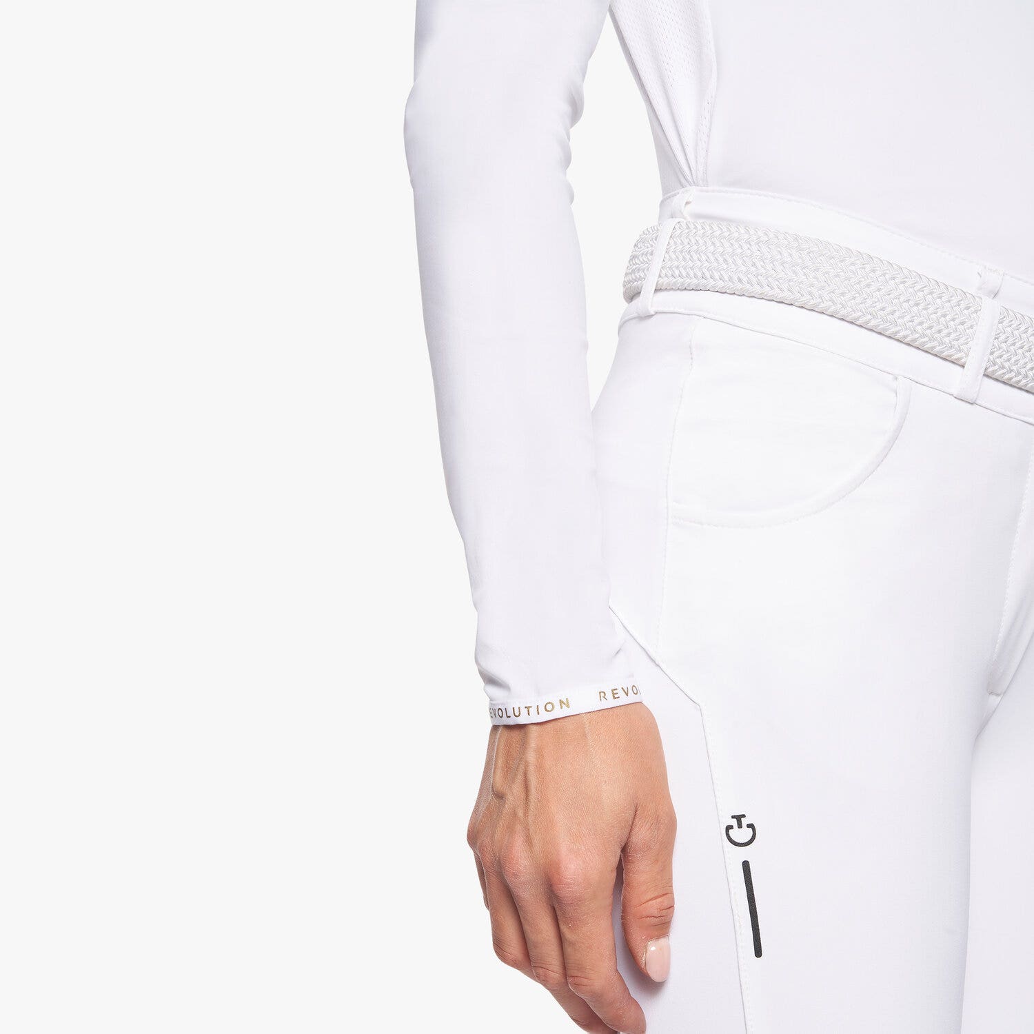 Cavalleria Toscana Women’s performance wool show shirt with a zip WHITE-6