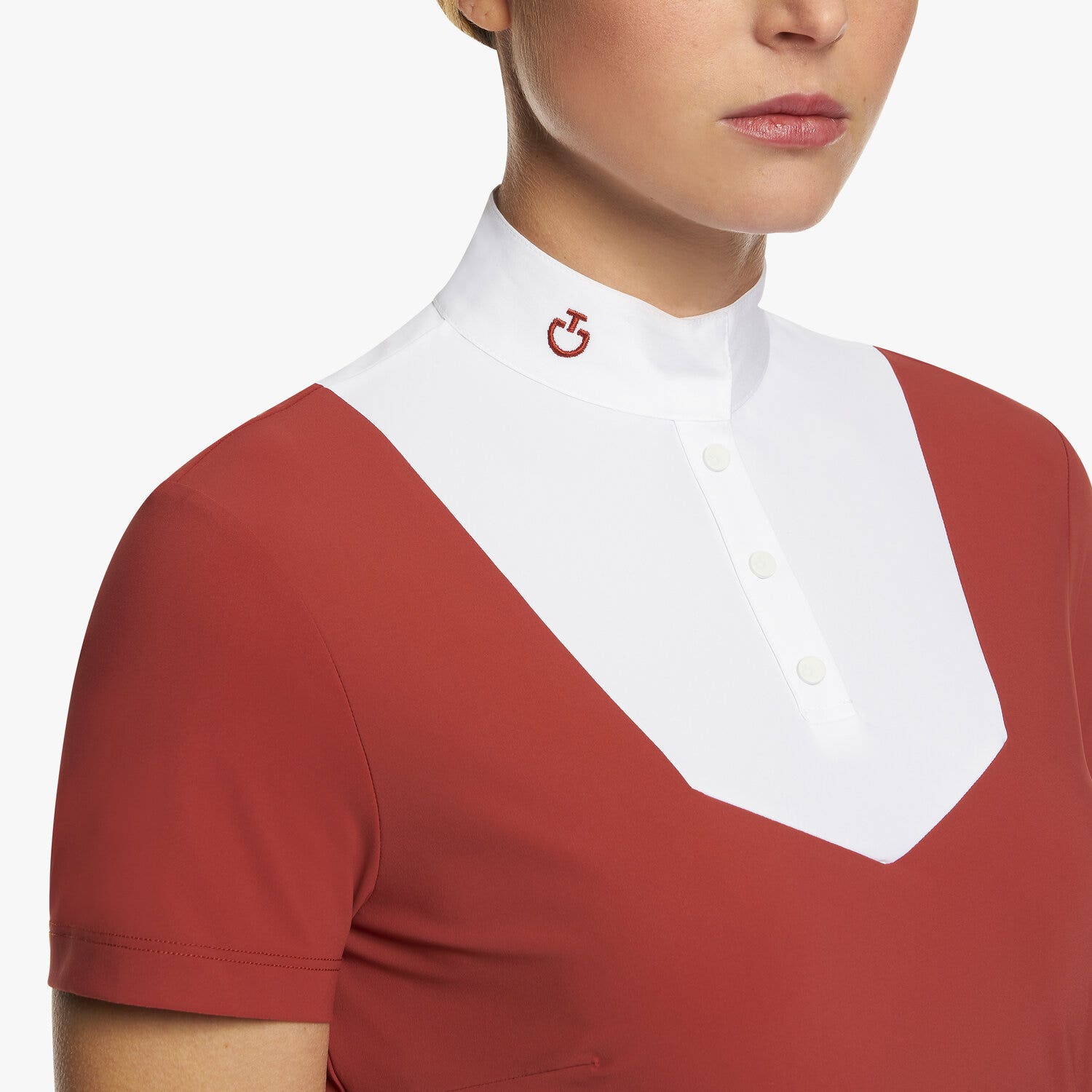 Cavalleria Toscana Women’s jersey show shirt with buttons BURNT BRICK-6